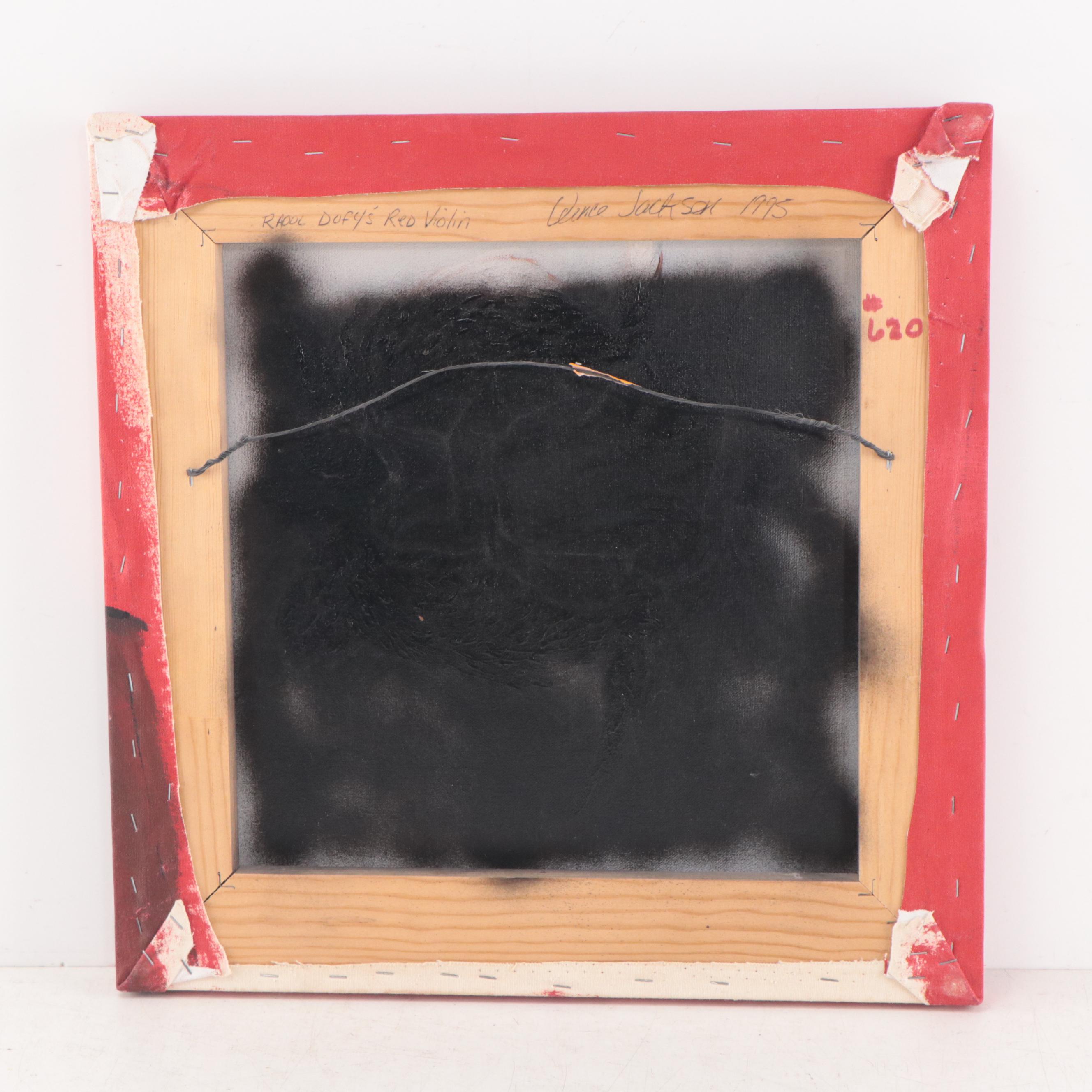 Acrylic Painting After Raoul Dufy "The Red Violin," 1995