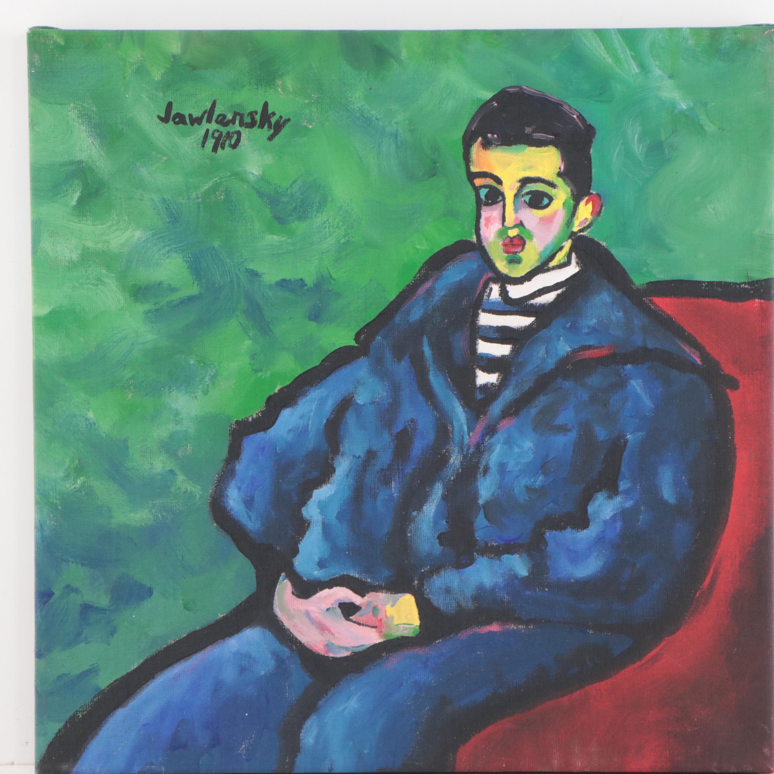 Acrylic Painting After Alexej Georgewitsch von Jawlensky "Nikita," 1995