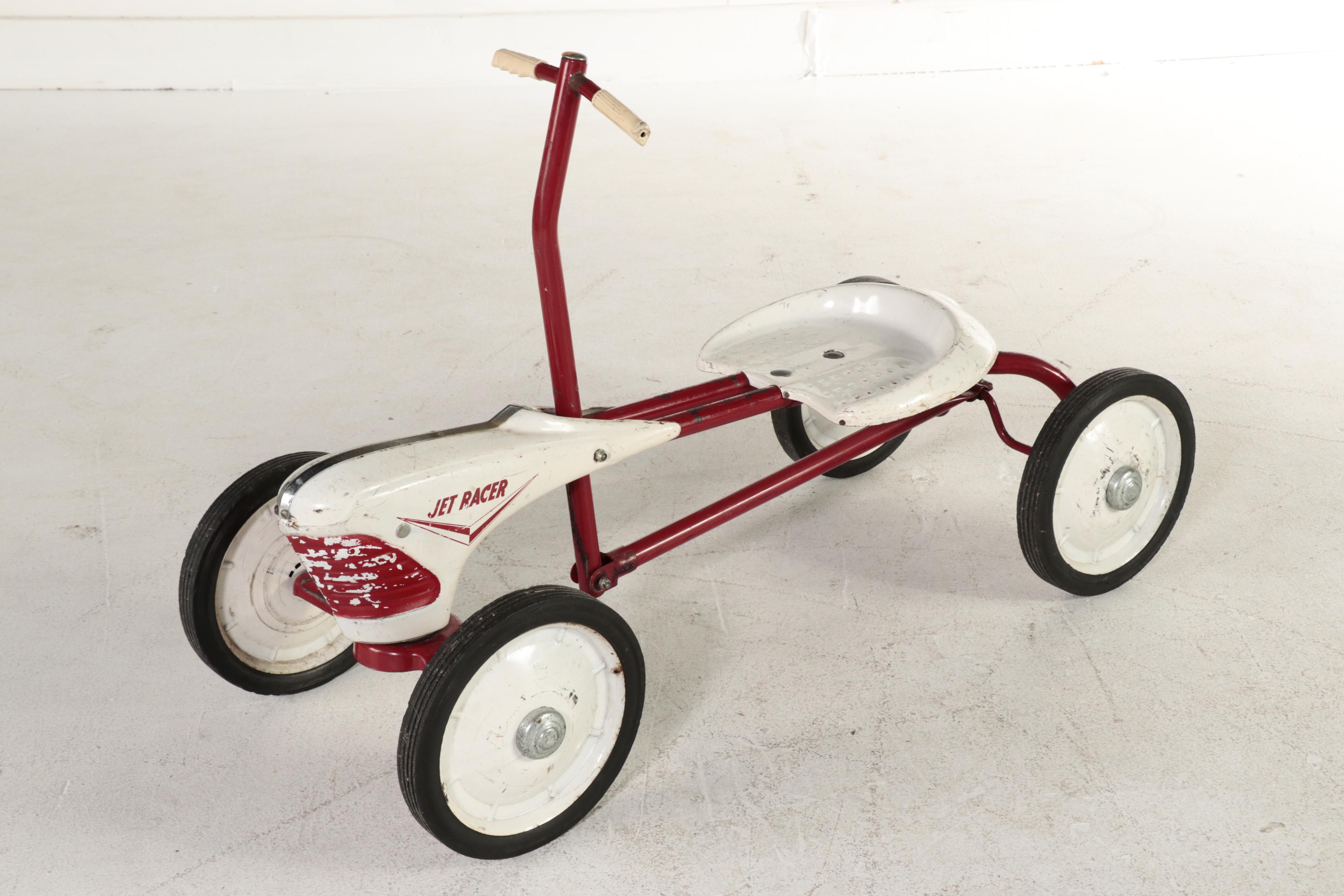 Jet Racer Ride-On Toy with Two Red Plastic Sleds, Mid to Late 20th Century