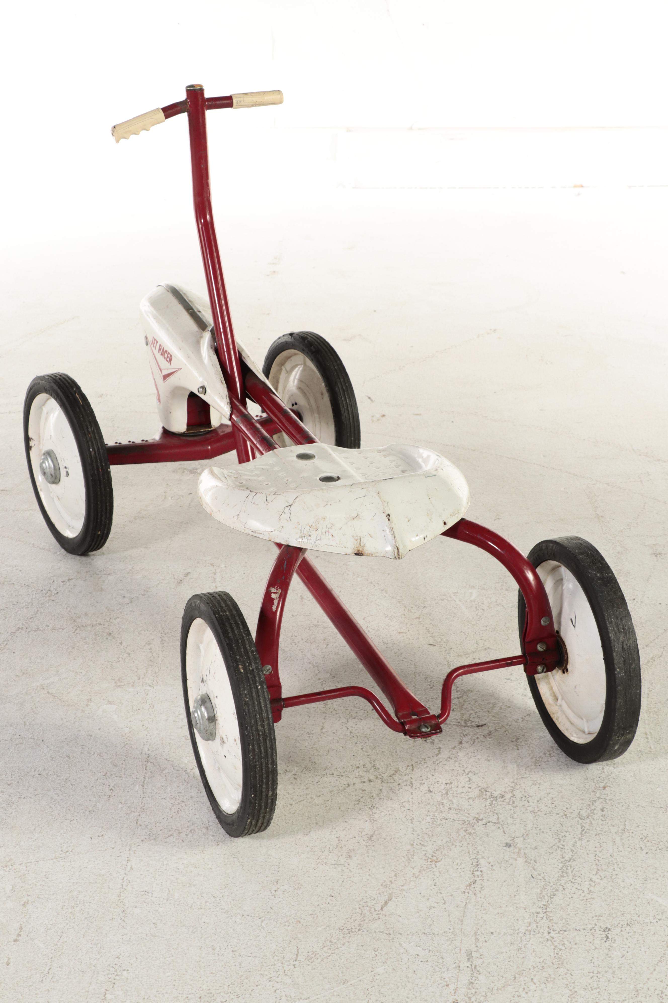 Jet Racer Ride-On Toy with Two Red Plastic Sleds, Mid to Late 20th Century