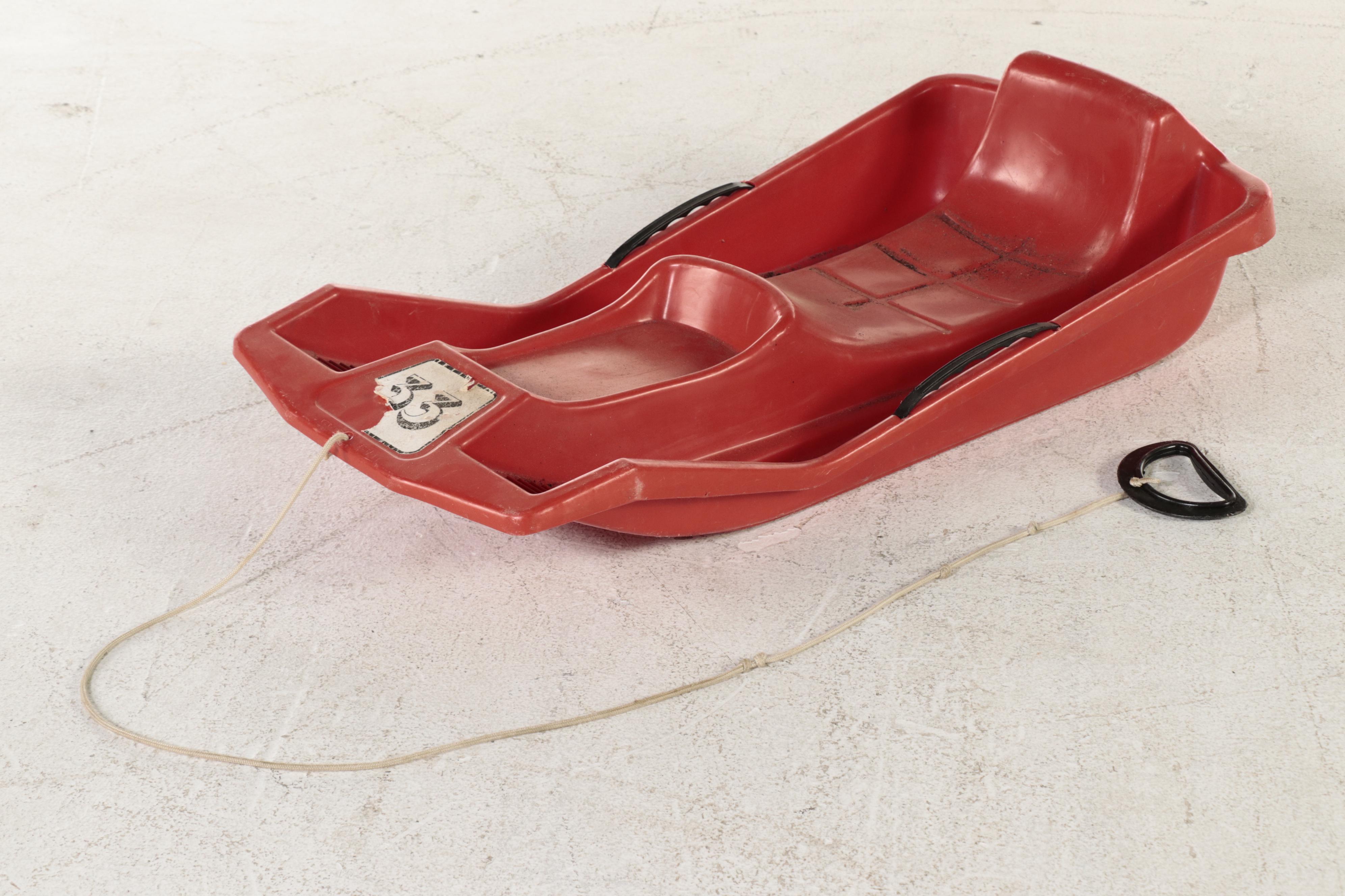 Jet Racer Ride-On Toy with Two Red Plastic Sleds, Mid to Late 20th Century