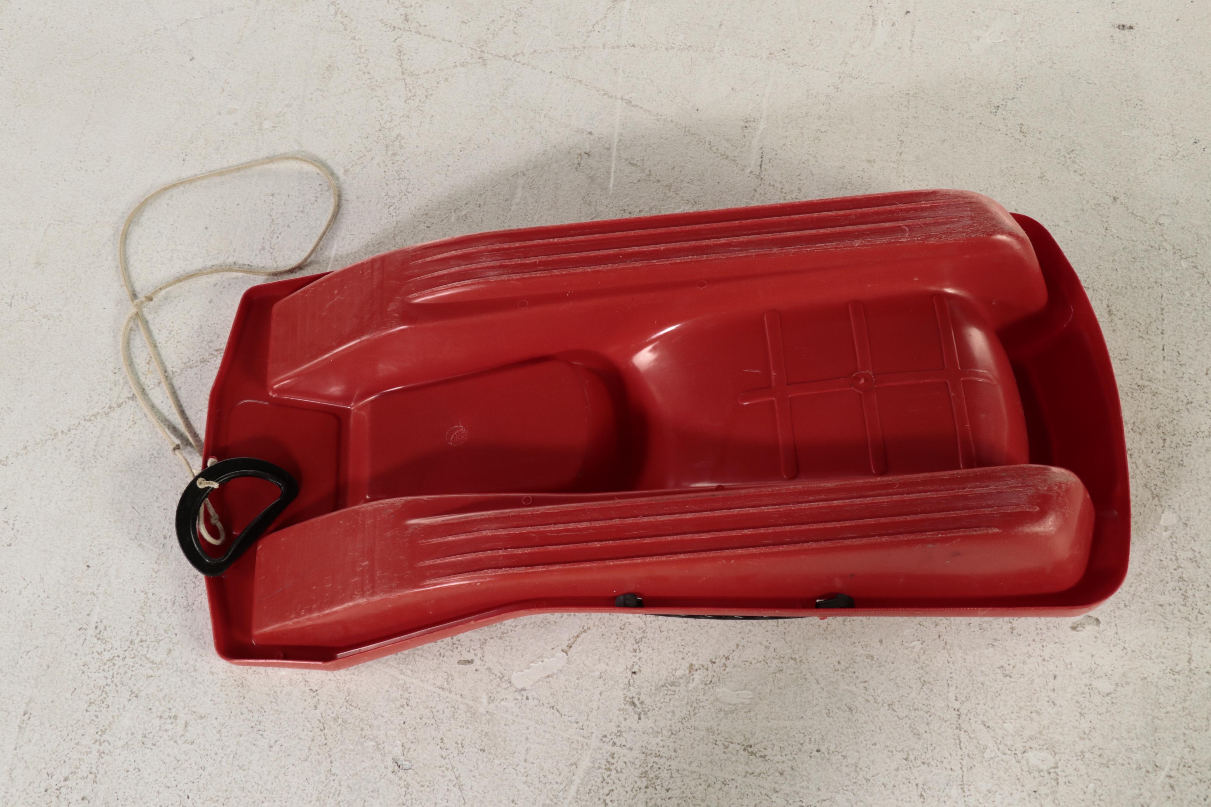 Jet Racer Ride-On Toy with Two Red Plastic Sleds, Mid to Late 20th Century