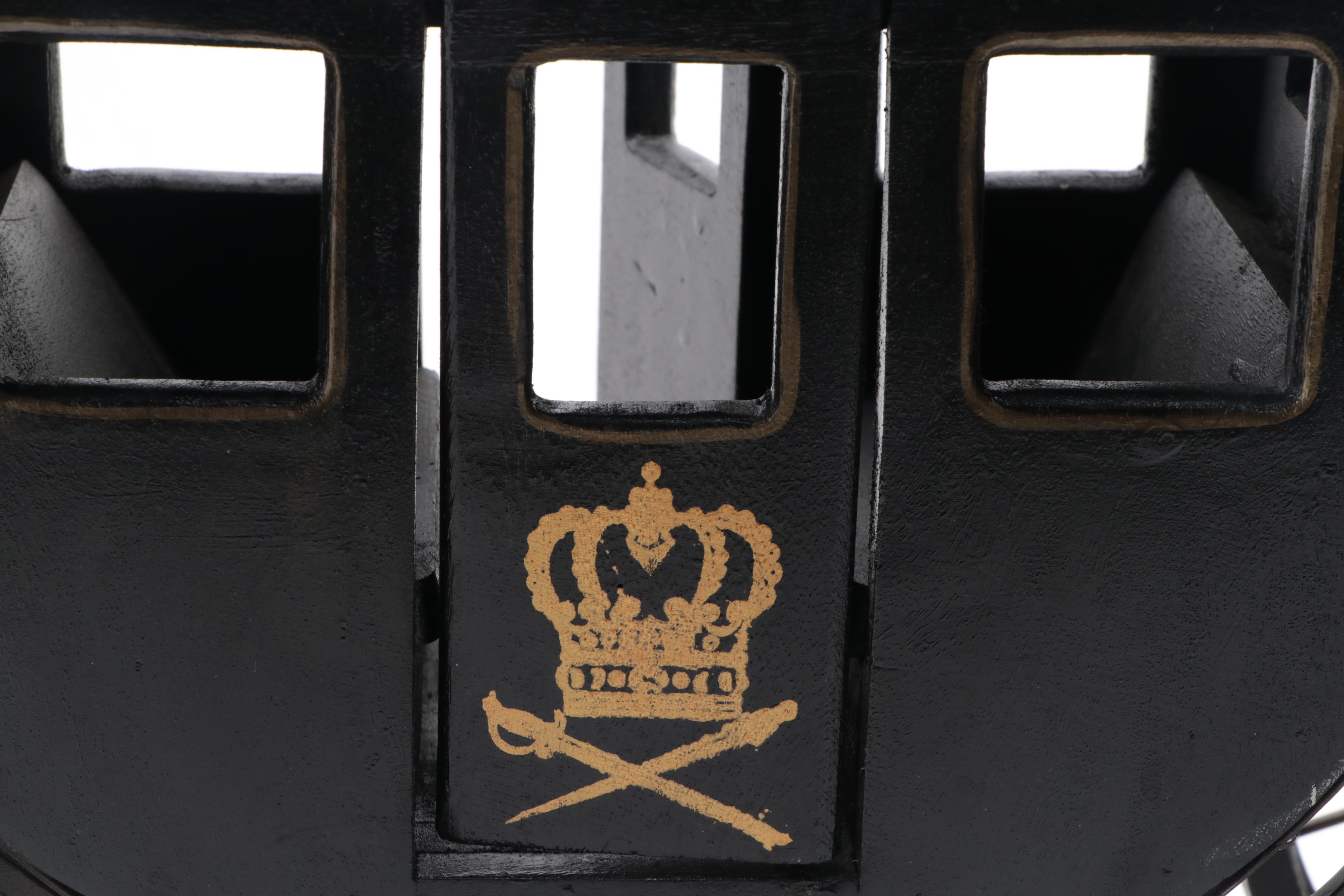 Wood and Metal English Royal Coach Model with Toy Horse Harness