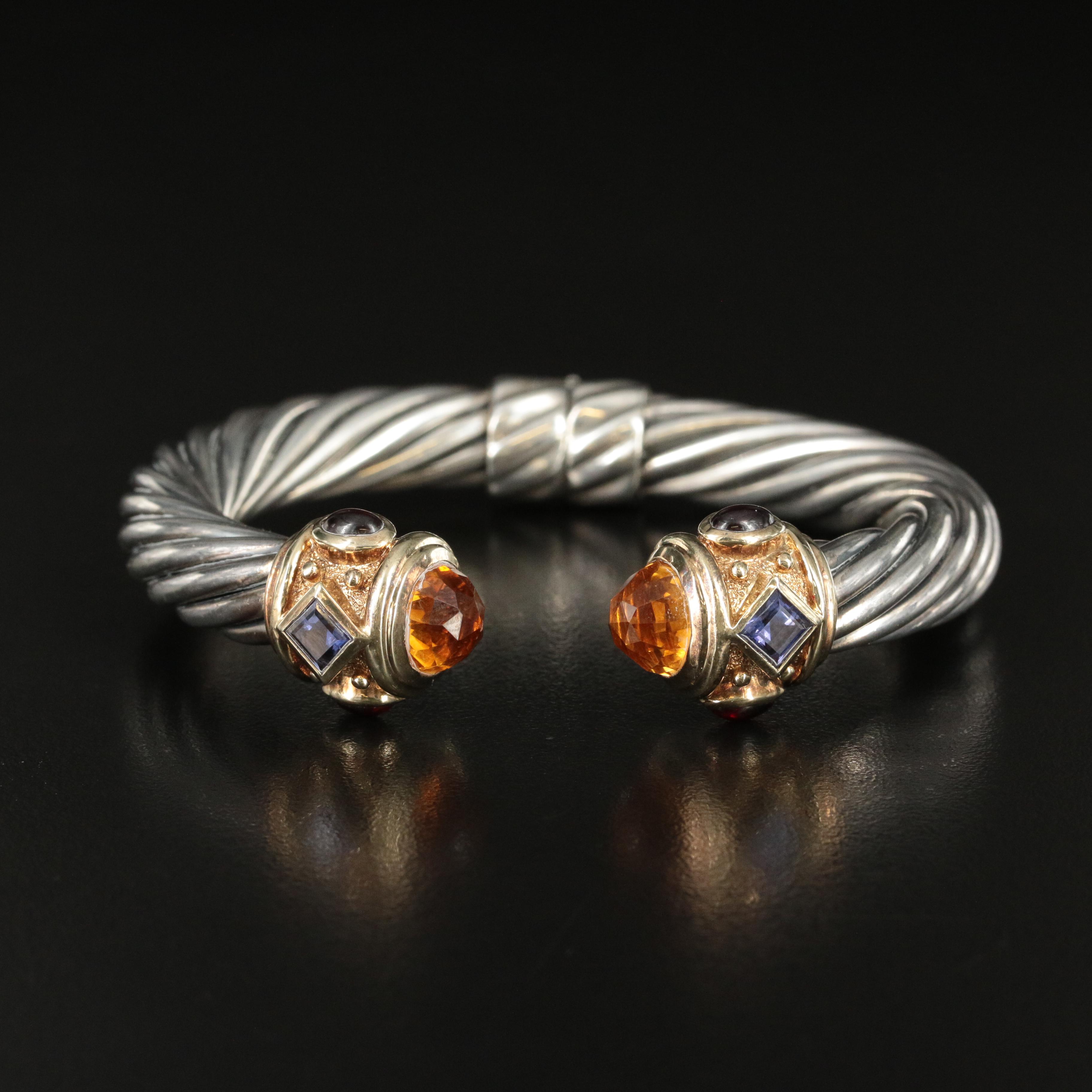 David Yurman "Renaissance" Sterling and 14K Gemstone Bracelet