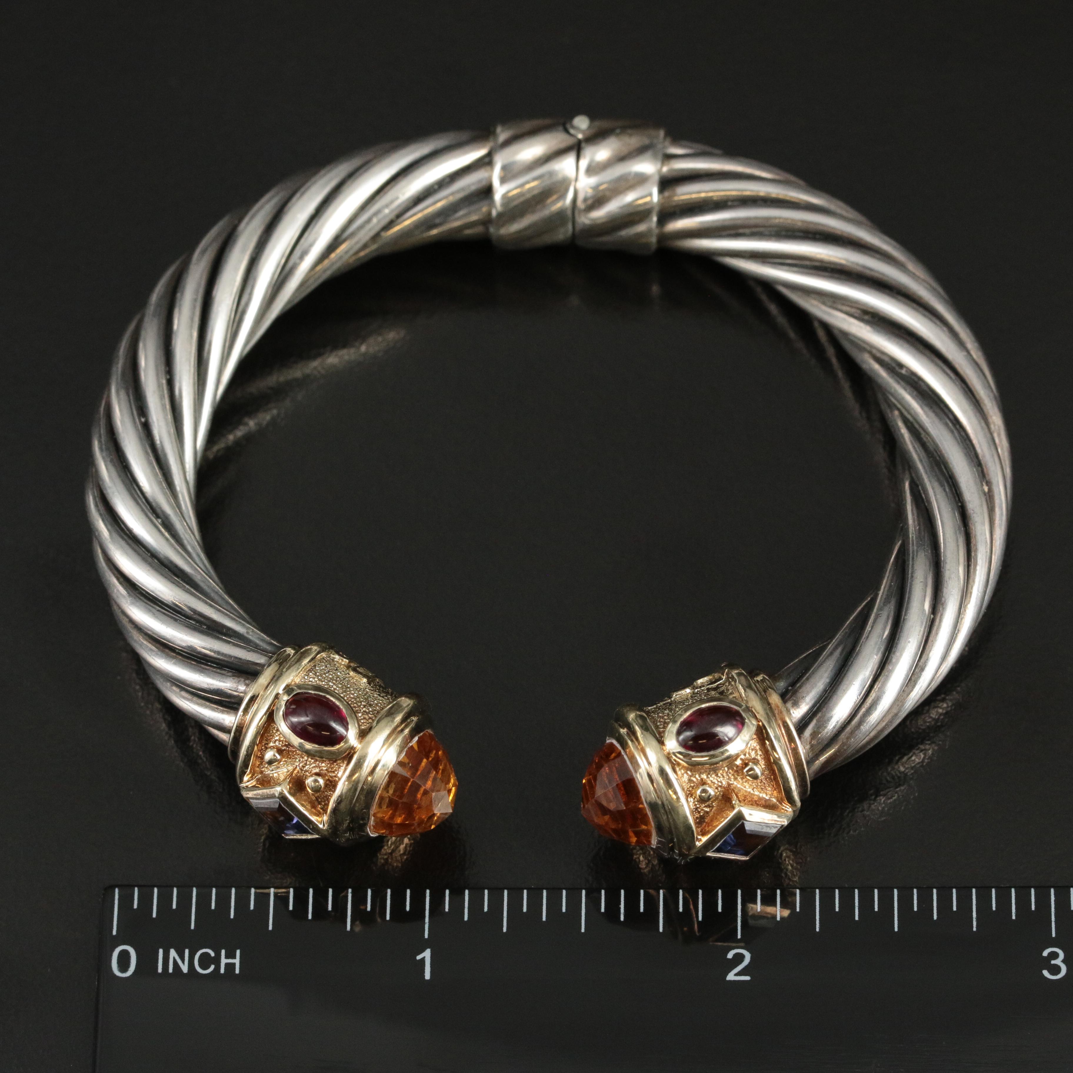 David Yurman "Renaissance" Sterling and 14K Gemstone Bracelet