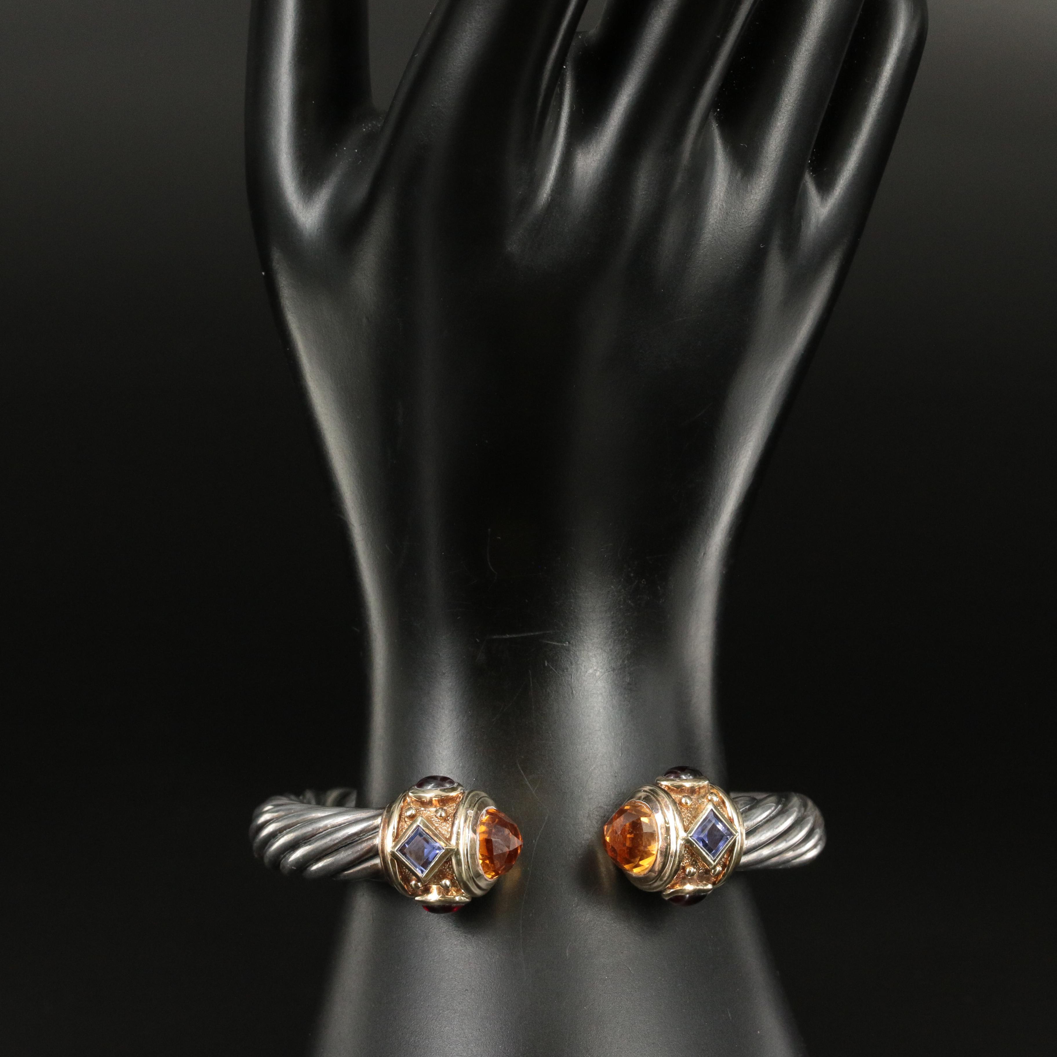 David Yurman "Renaissance" Sterling and 14K Gemstone Bracelet