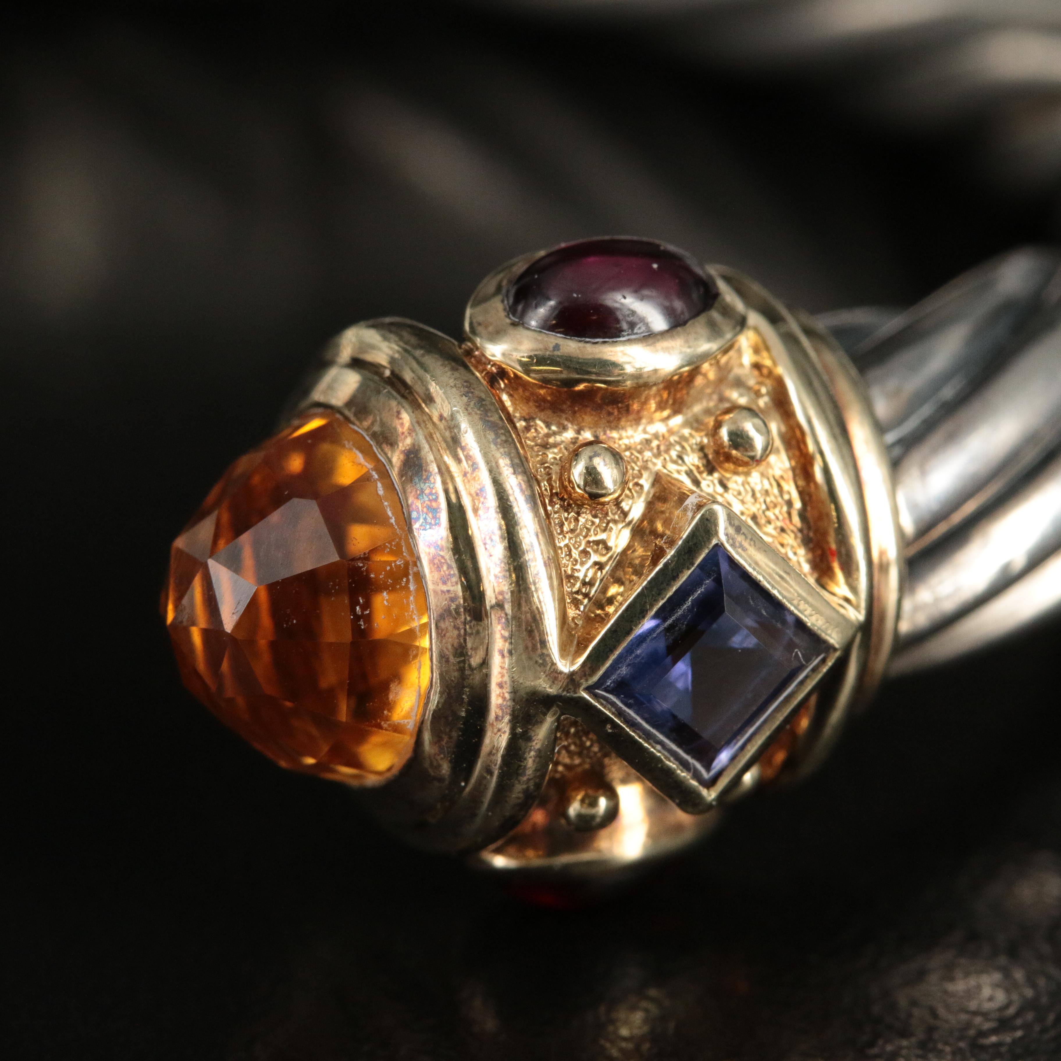 David Yurman "Renaissance" Sterling and 14K Gemstone Bracelet