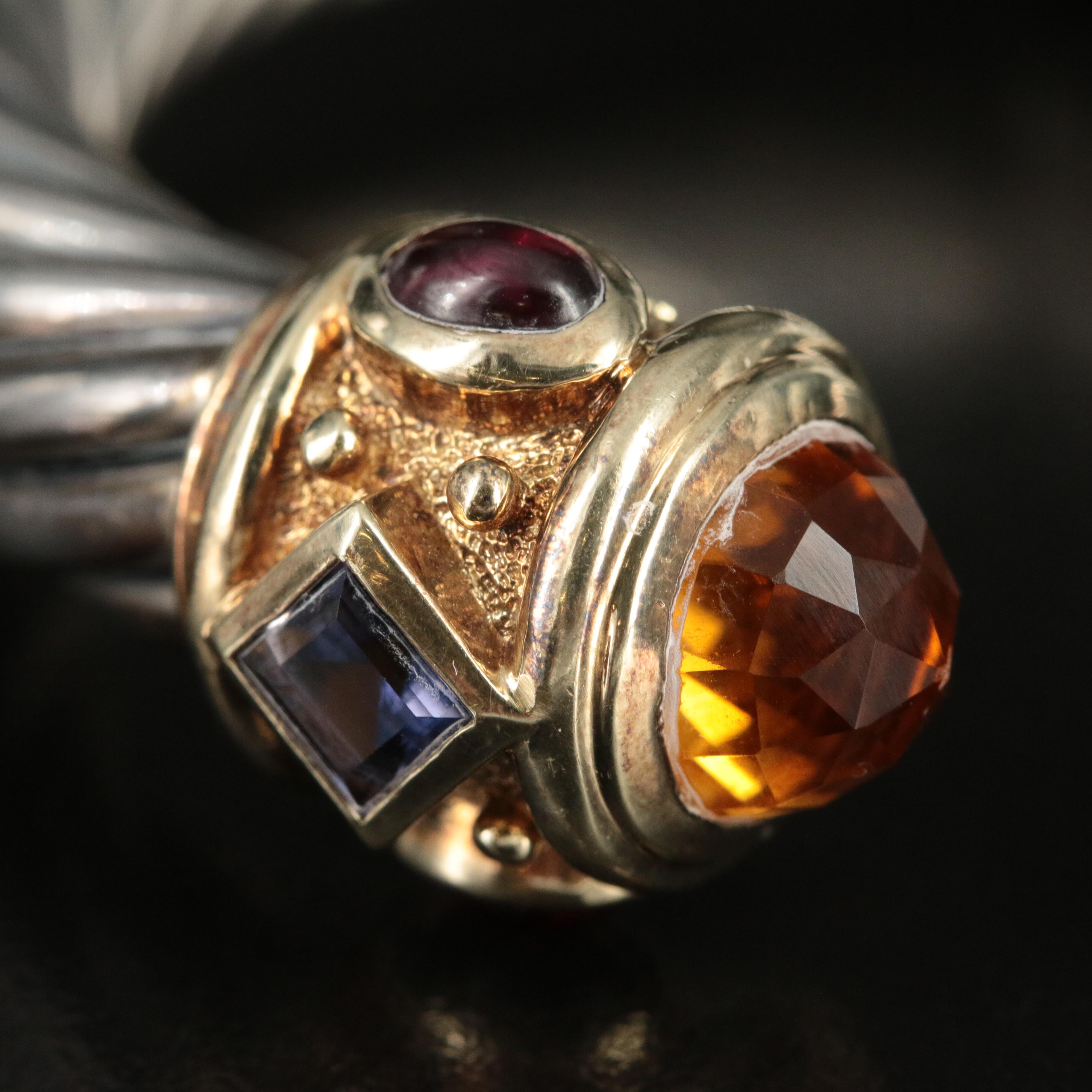 David Yurman "Renaissance" Sterling and 14K Gemstone Bracelet