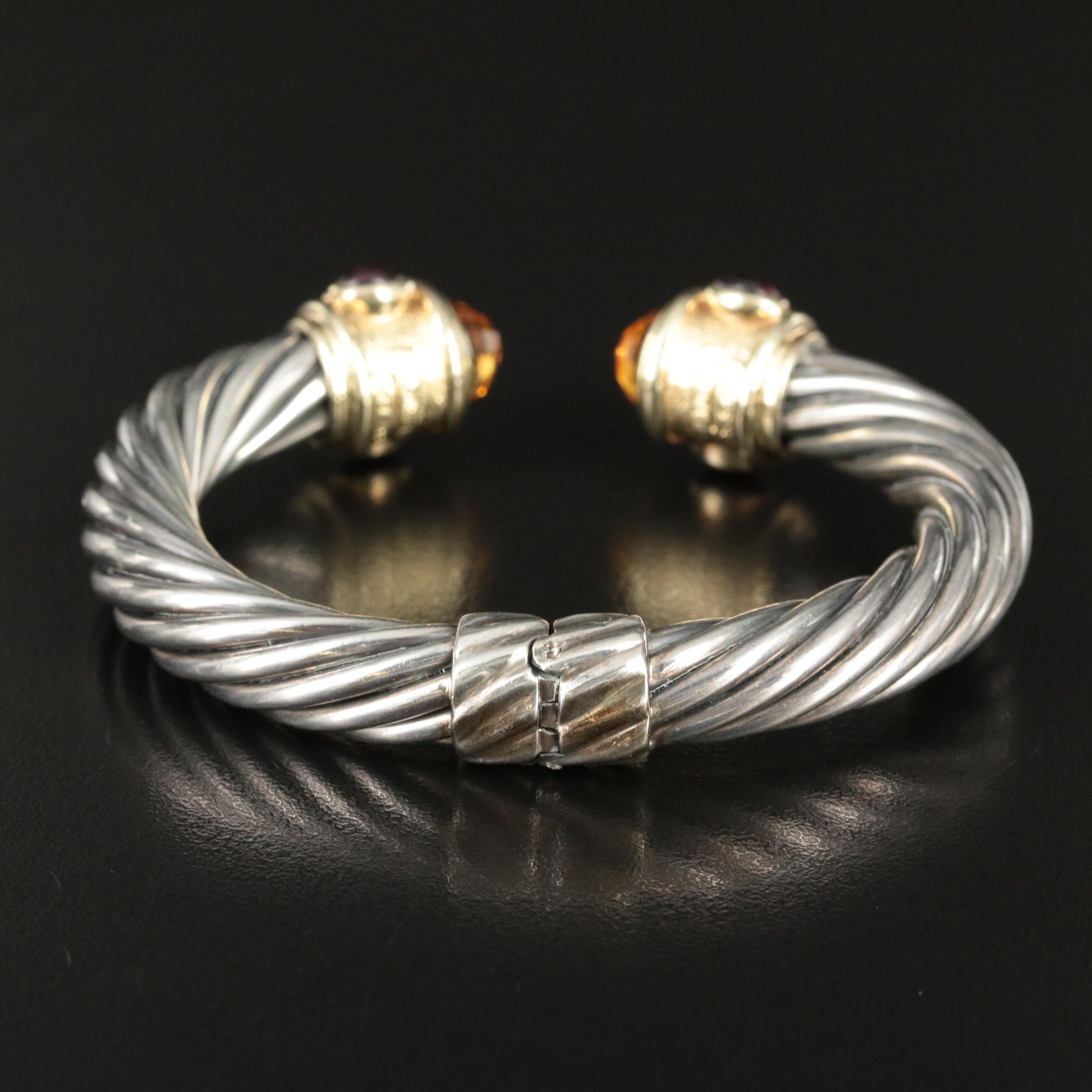 David Yurman "Renaissance" Sterling and 14K Gemstone Bracelet