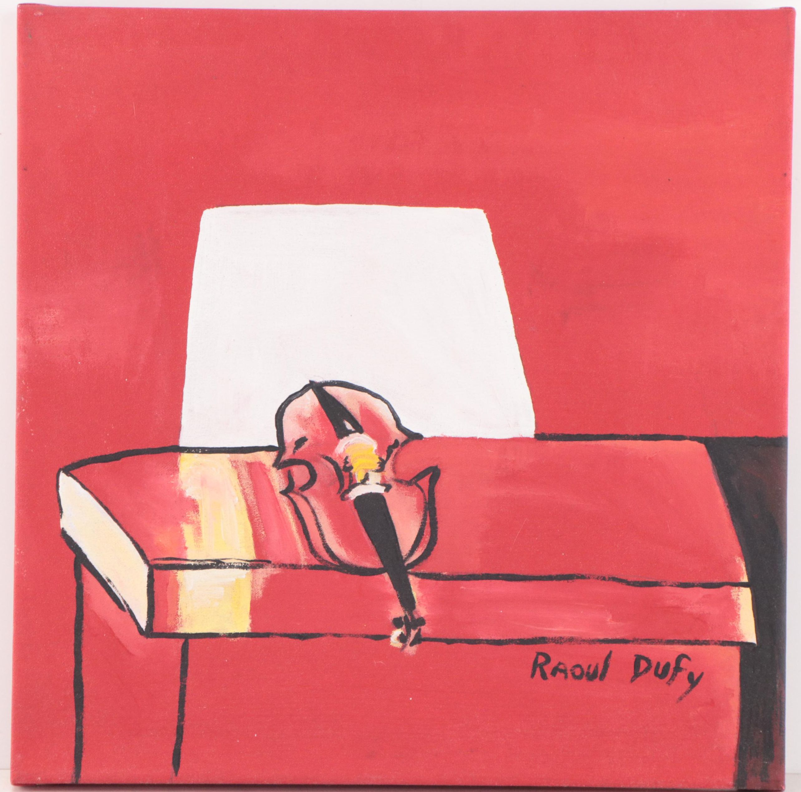 Acrylic Painting After Raoul Dufy "The Red Violin," 1995