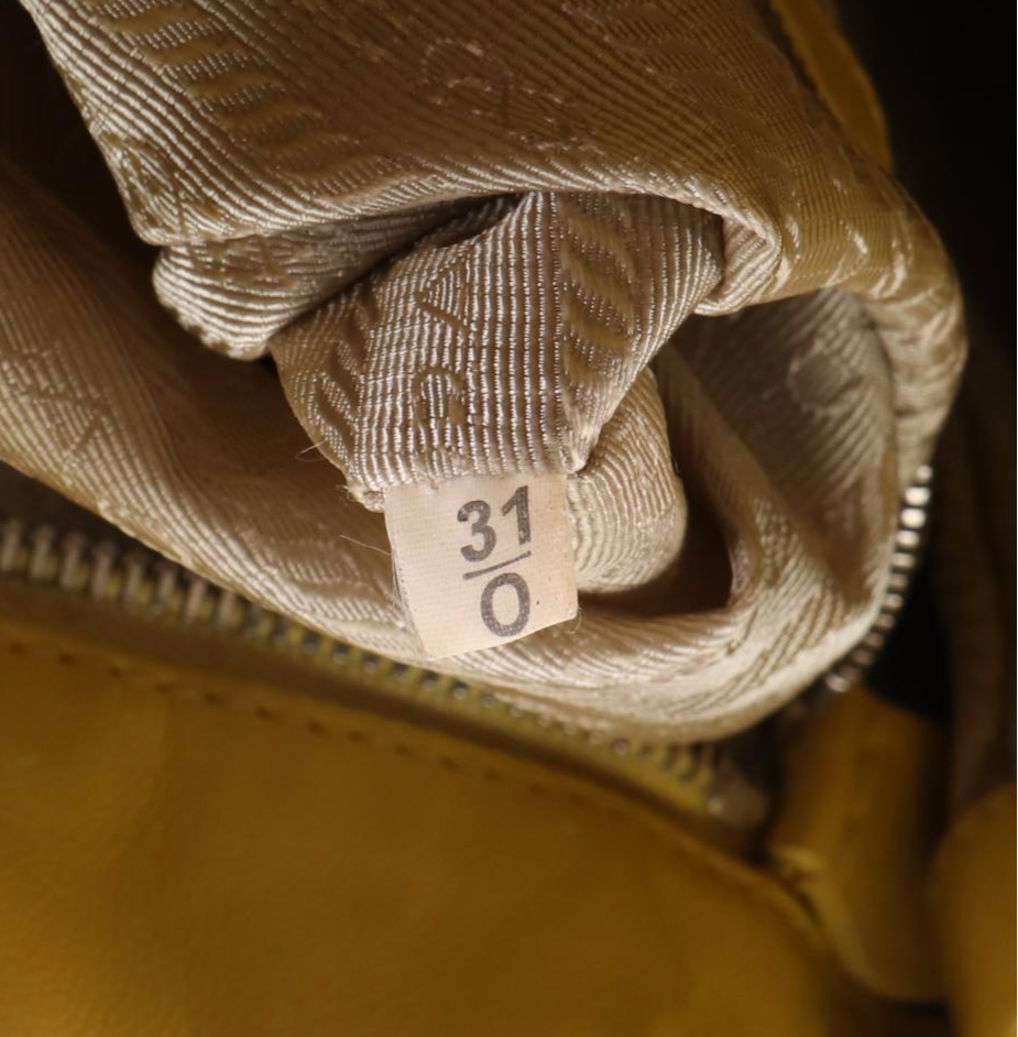 Prada Top Handle Two-Way Accordion Tote in Yellow Vitello Lux Leather