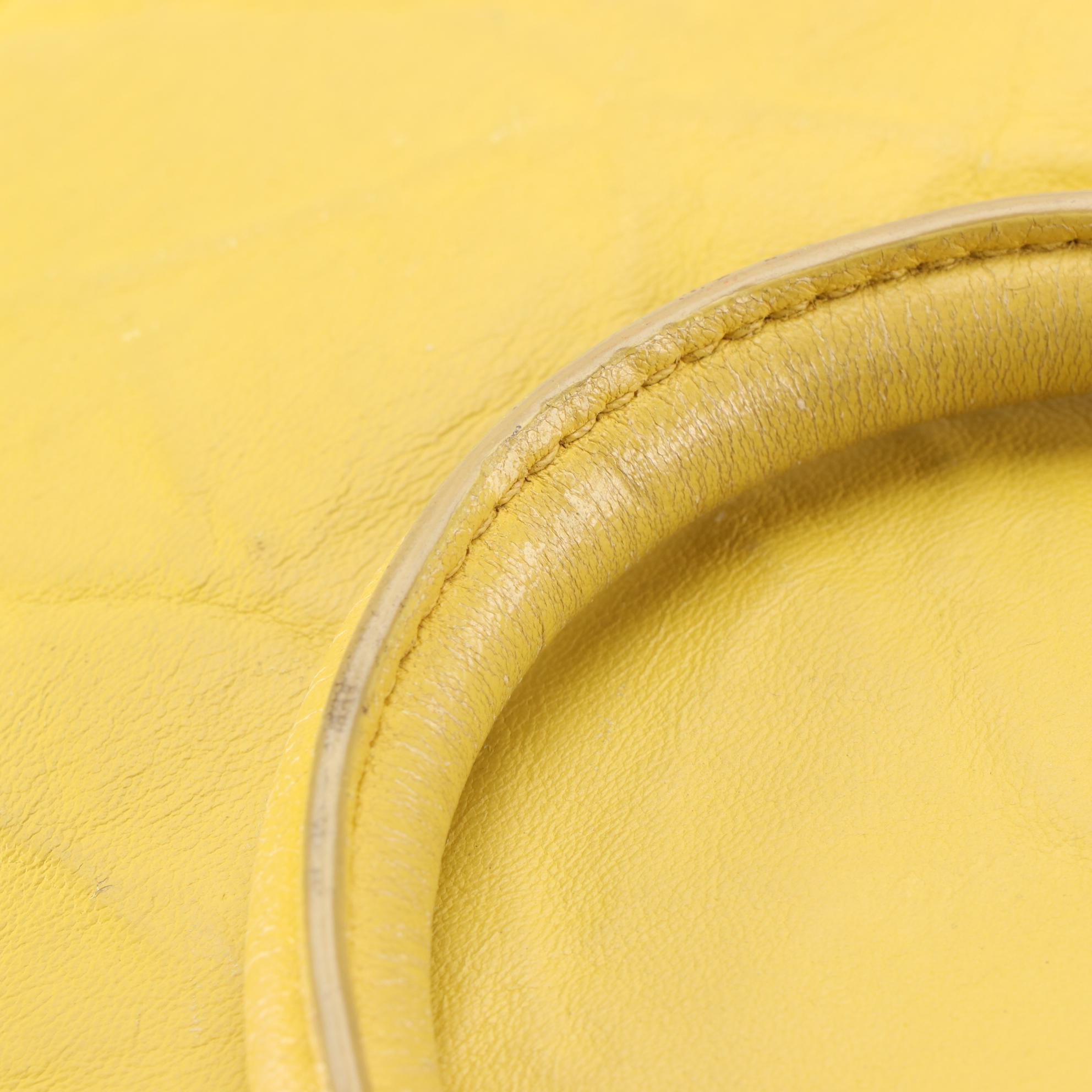 Prada Top Handle Two-Way Accordion Tote in Yellow Vitello Lux Leather