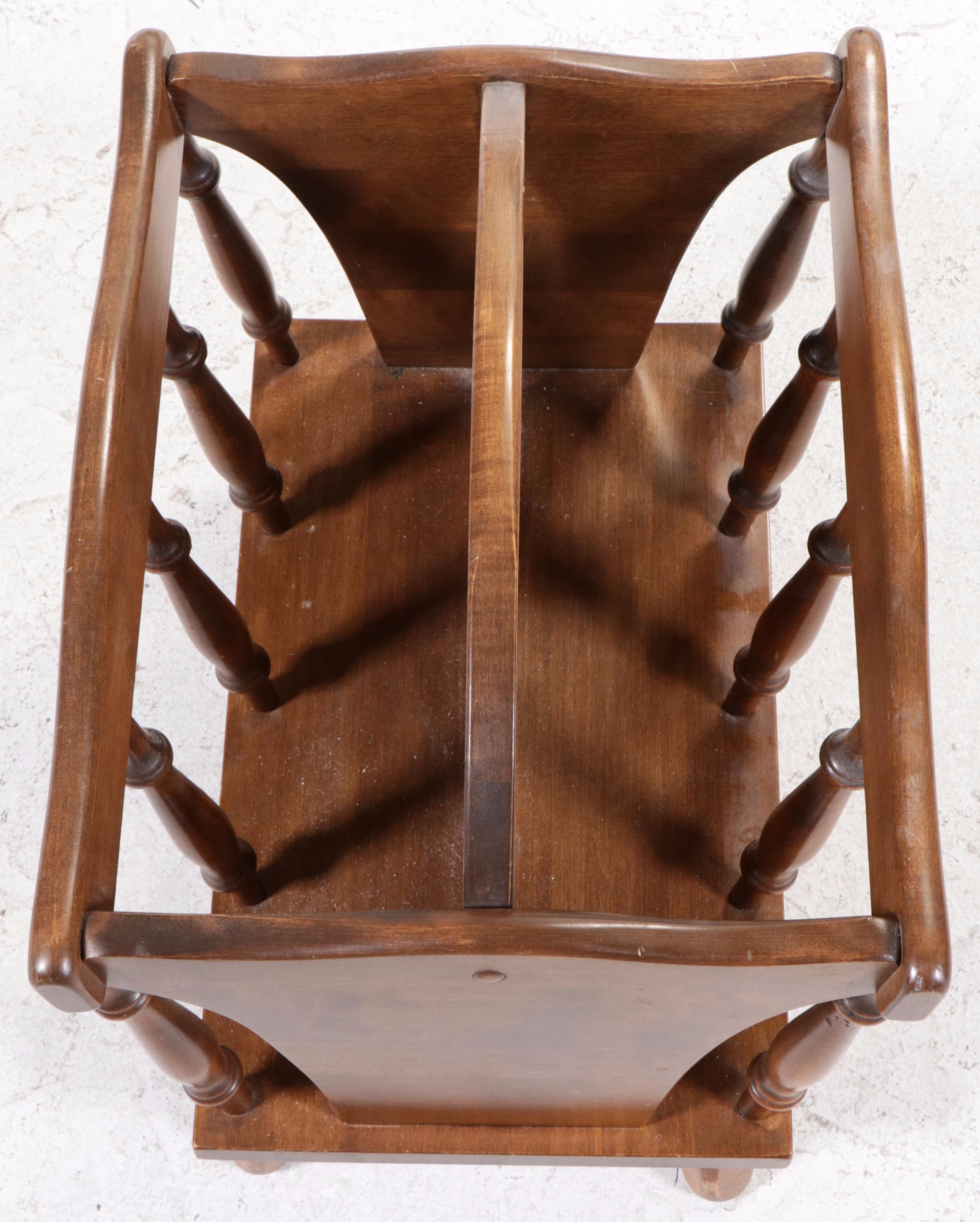 Victorian Style Pressed Oak Cane Bottom Chairs and Magazine Rack EBTH