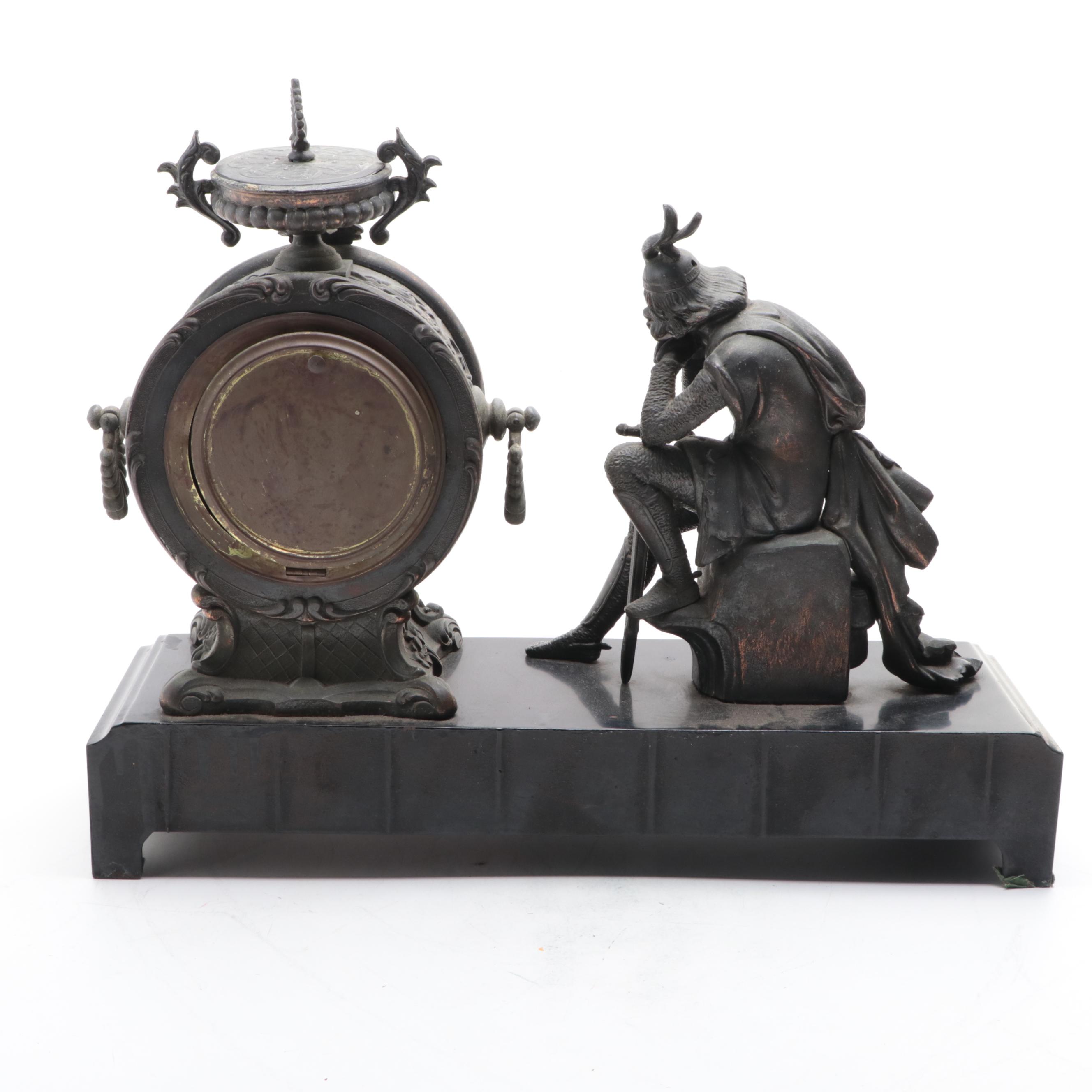 New Haven Clock Co. Ivanhoe Figurial Mantel Clock, Late 19th/ Early 20th C.