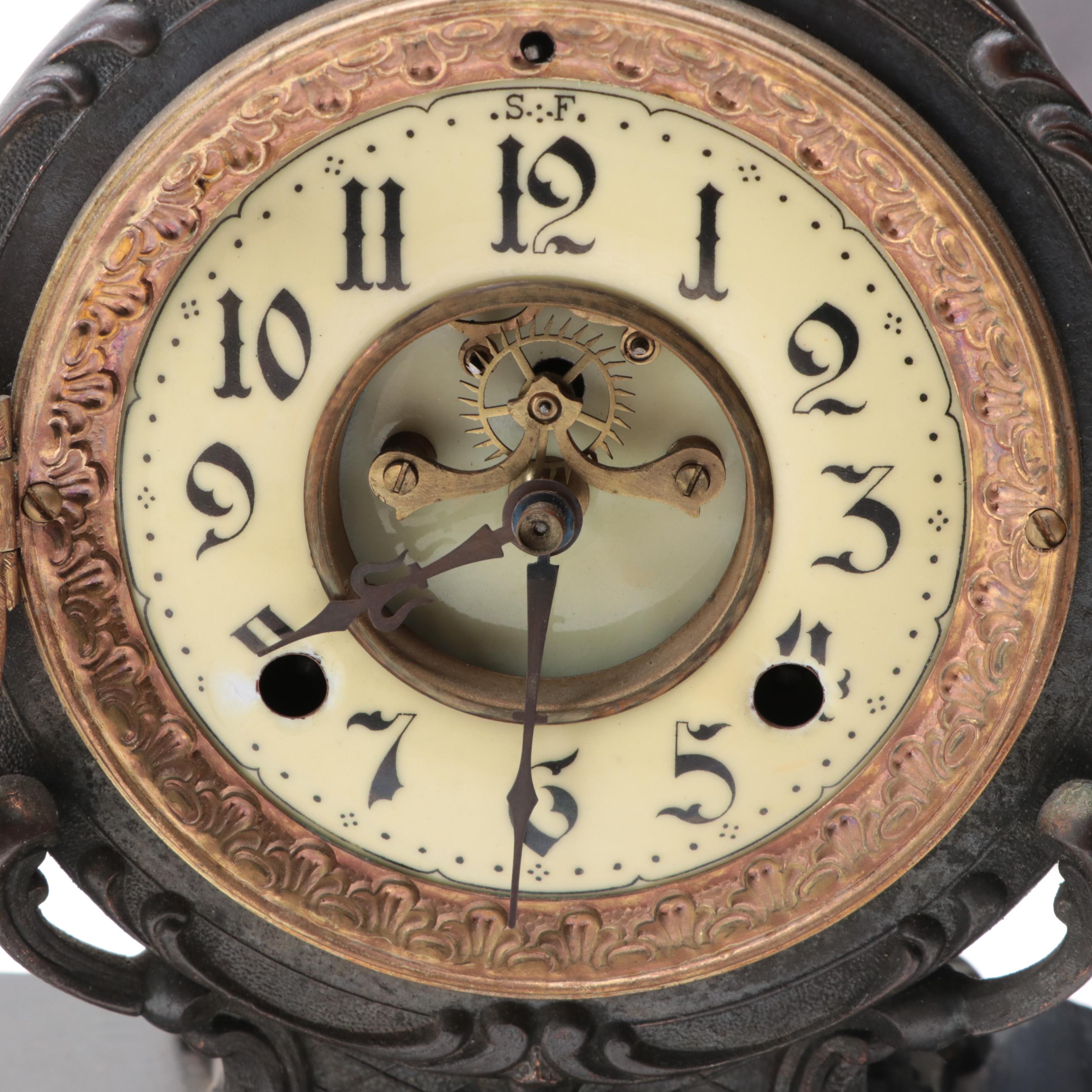 New Haven Clock Co. Ivanhoe Figurial Mantel Clock, Late 19th/ Early 20th C.