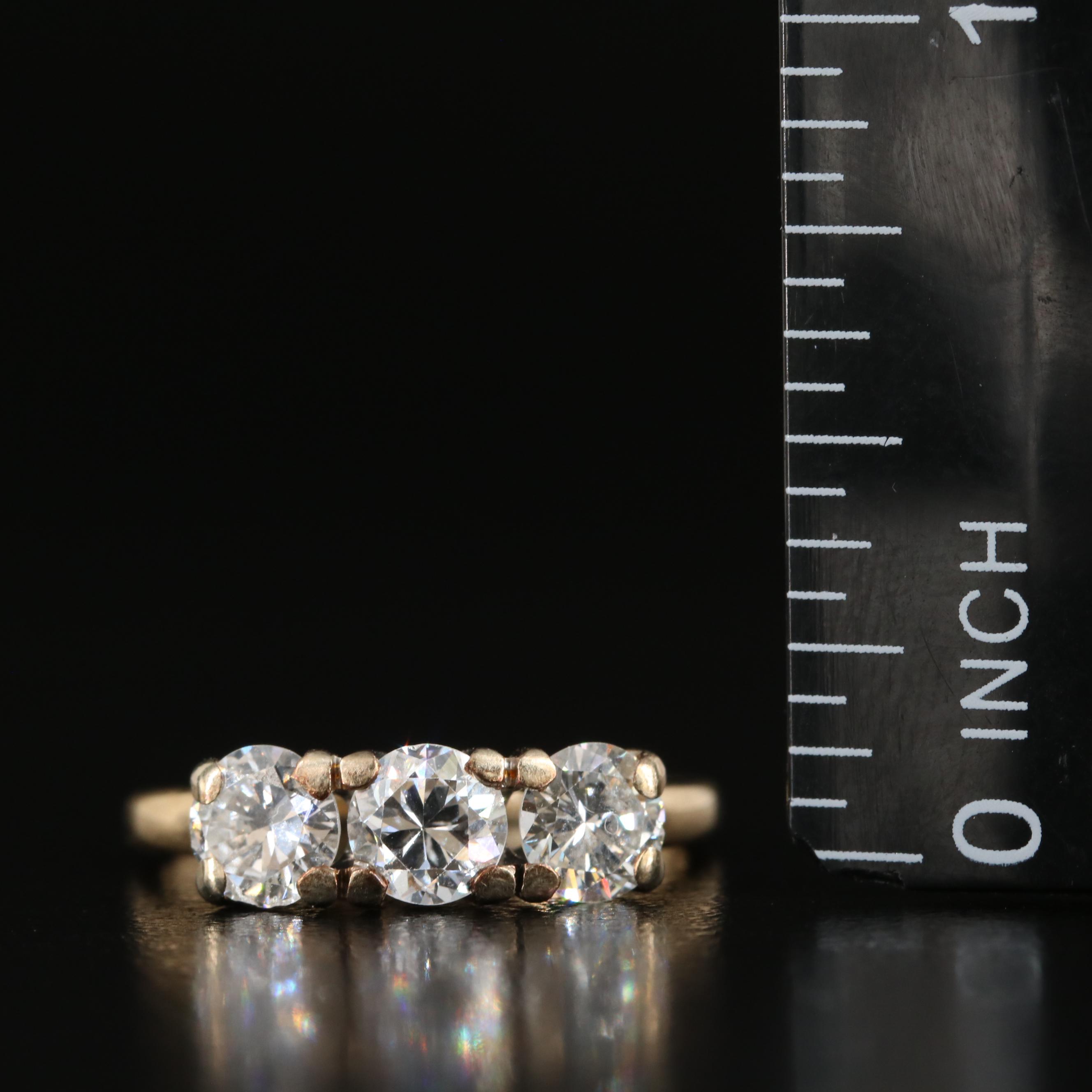 14K Diamond Three Stone Ring