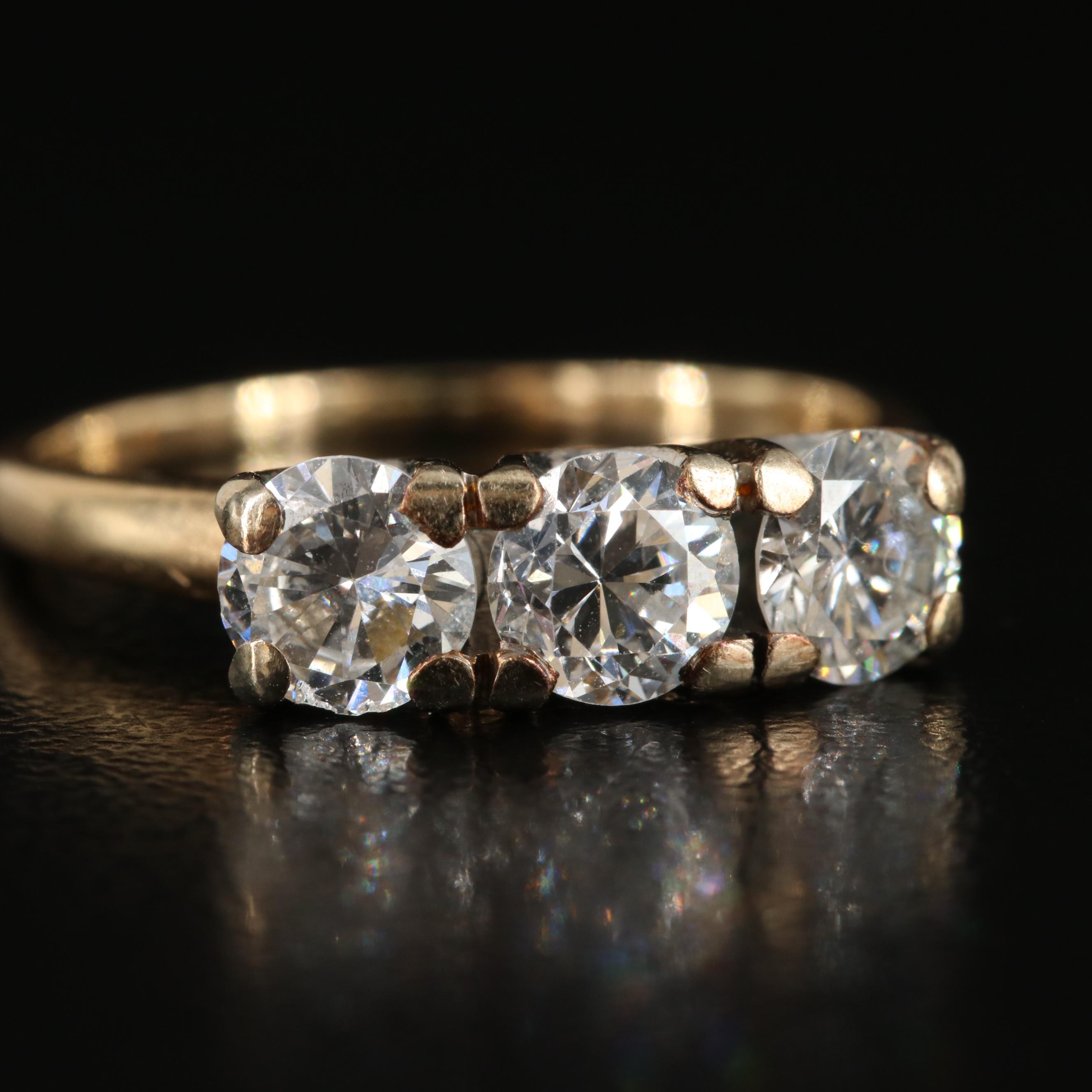 14K Diamond Three Stone Ring