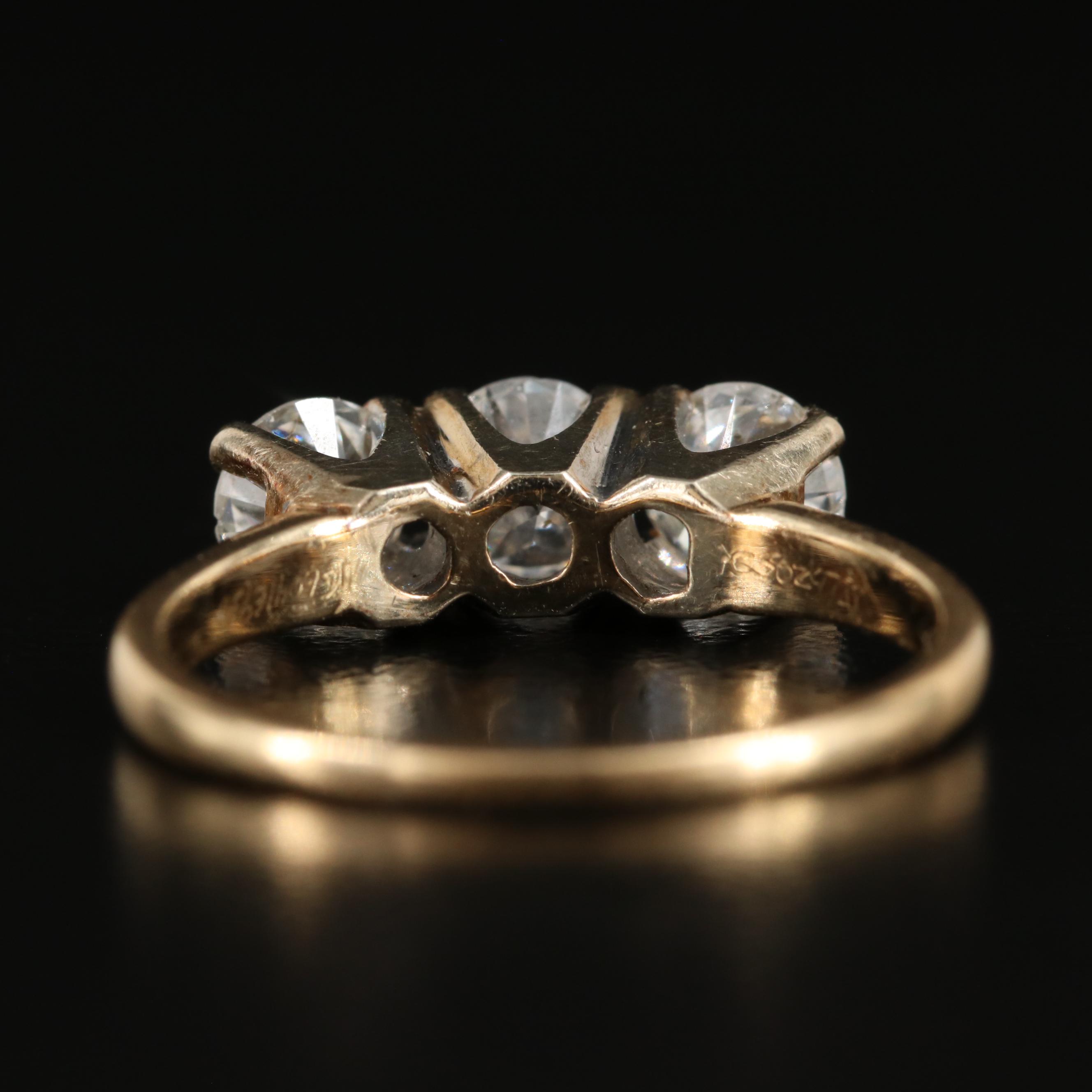 14K Diamond Three Stone Ring