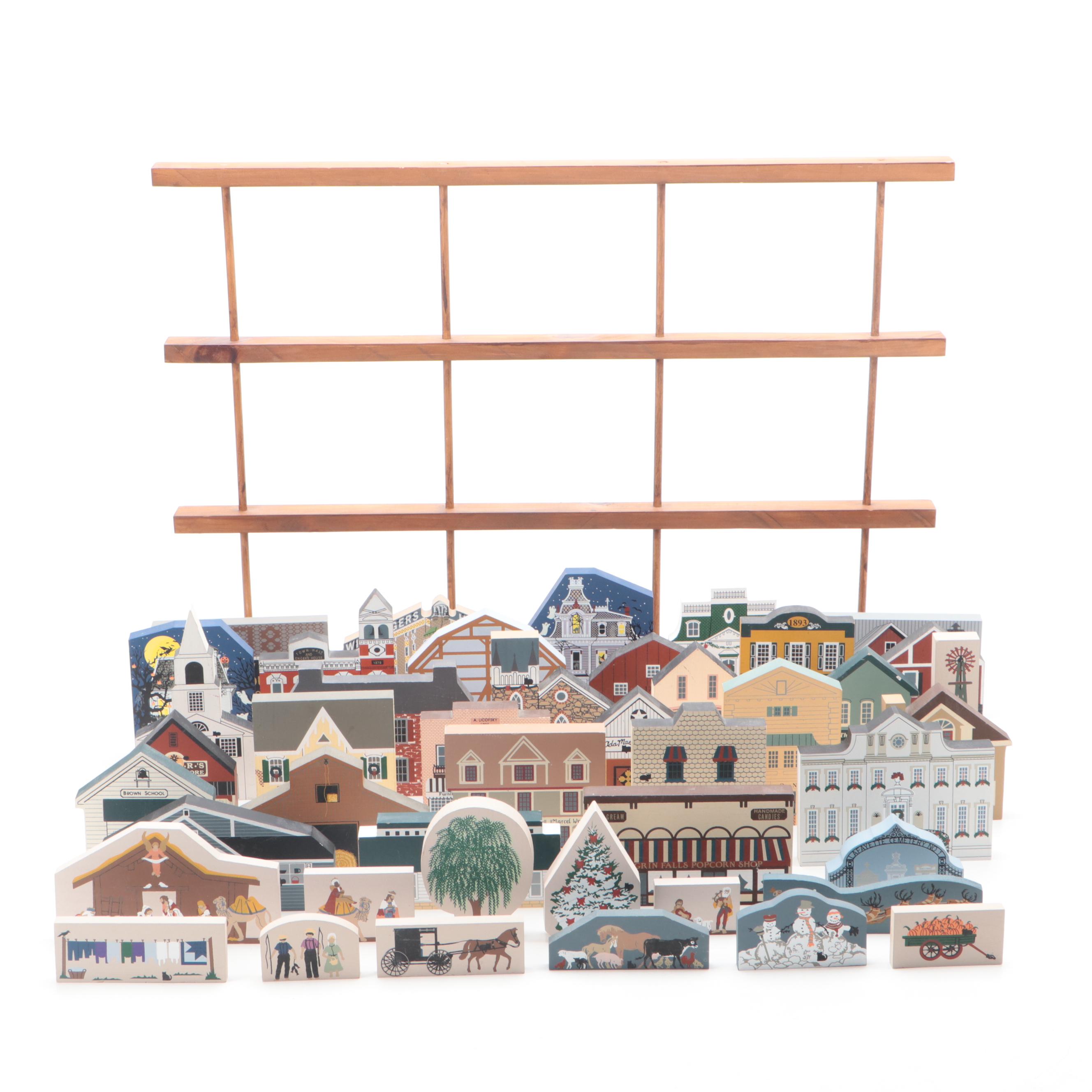 The Cat's Meow Wooden Buildings and Standees with Display Rack