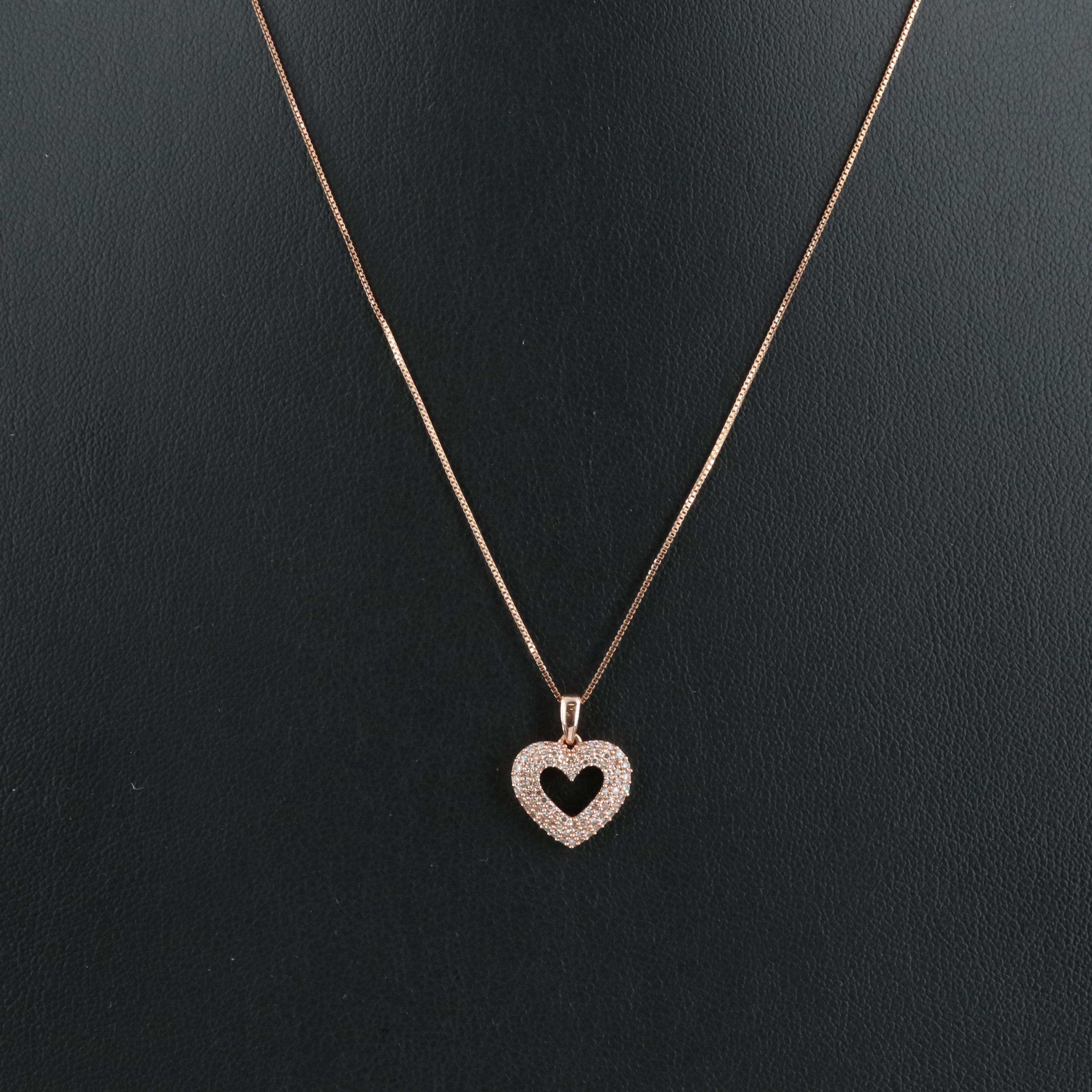 14K Rose Gold 0.32 CTW Diamond Heart Necklace