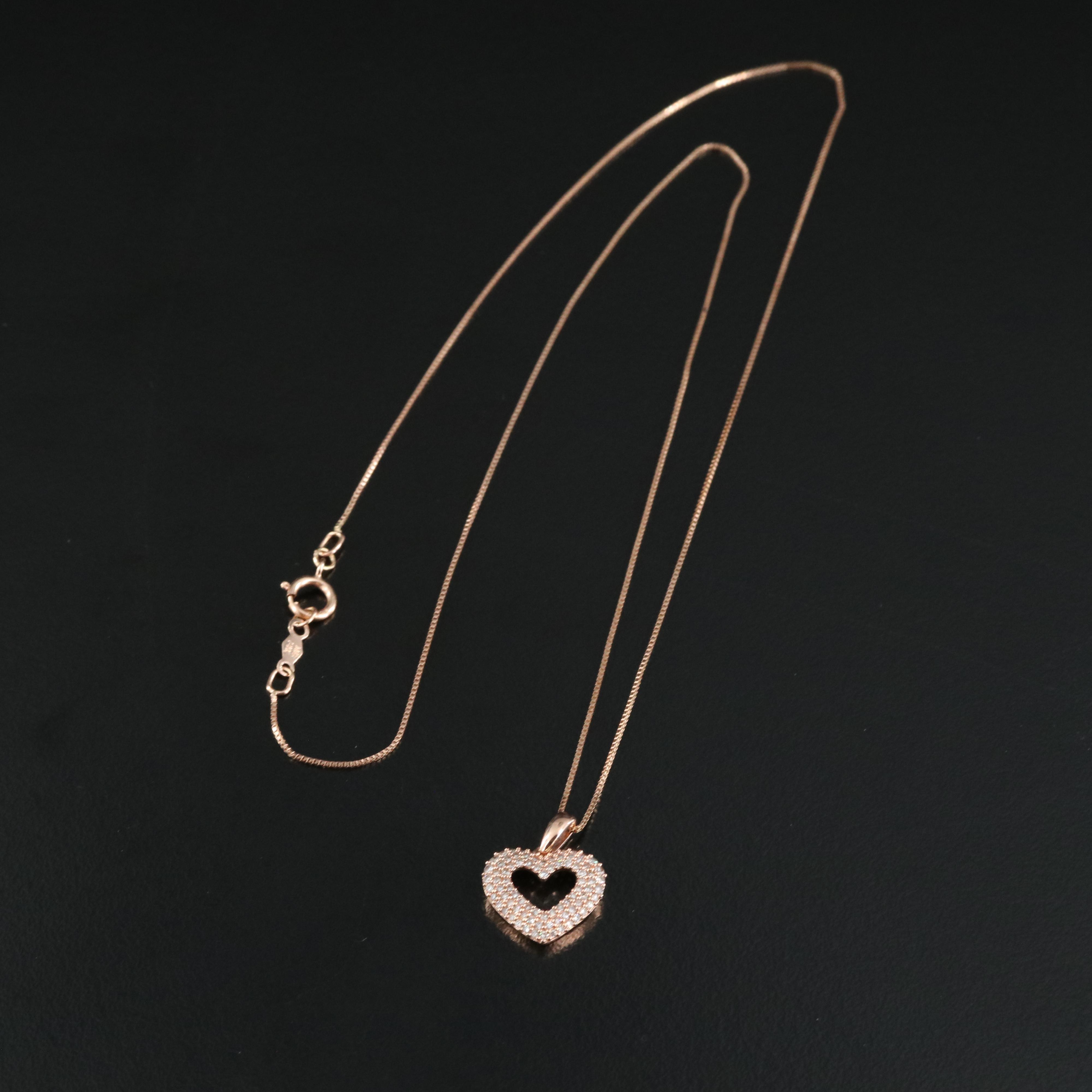 14K Rose Gold 0.32 CTW Diamond Heart Necklace