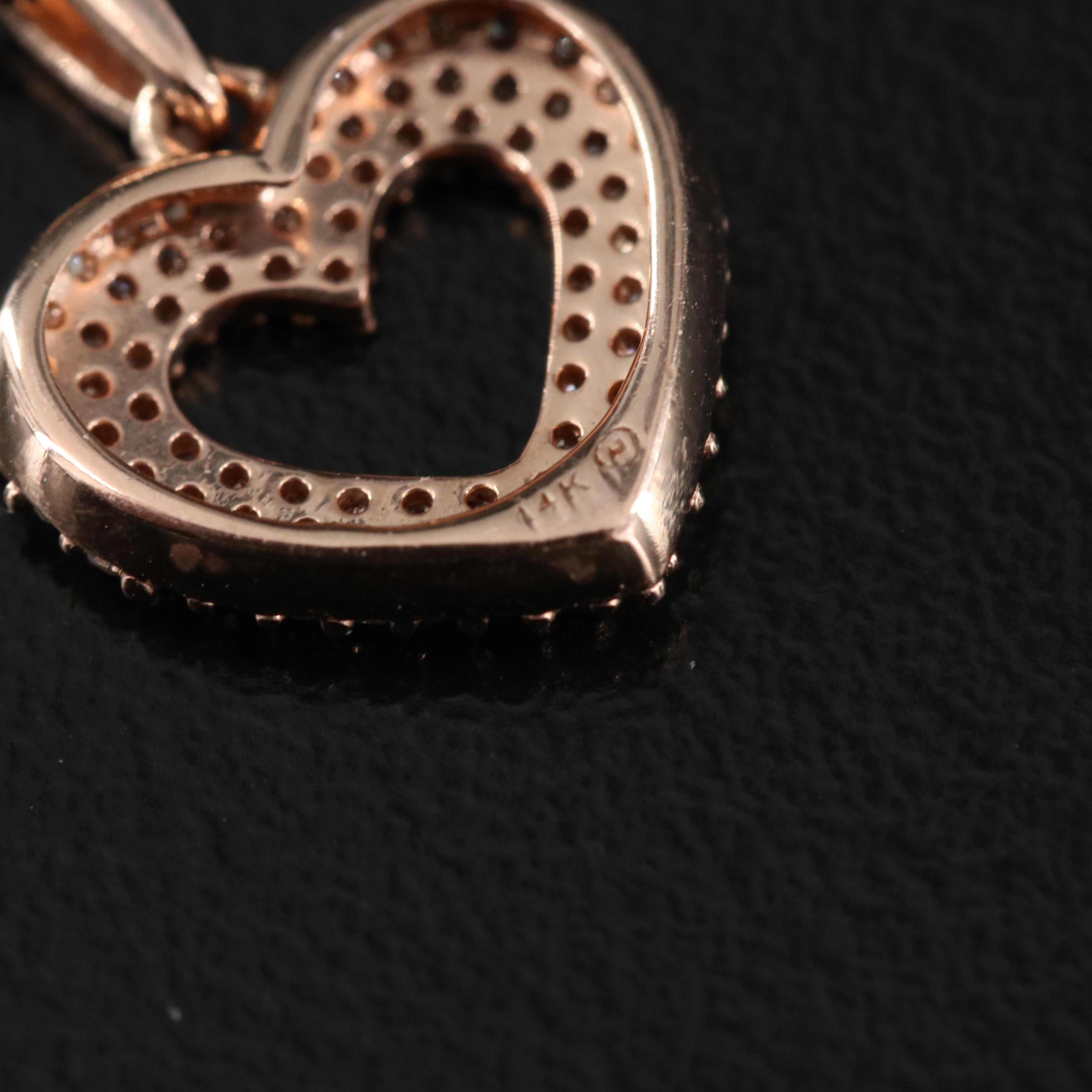 14K Rose Gold 0.32 CTW Diamond Heart Necklace