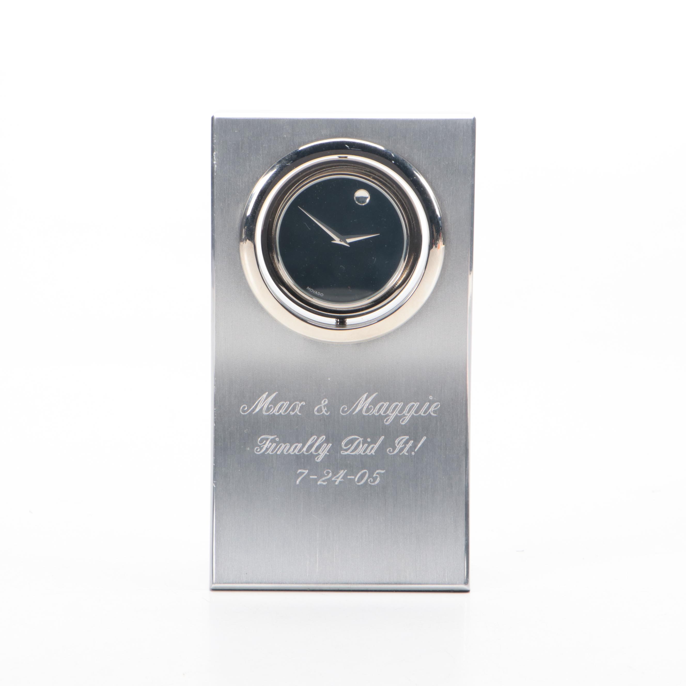 Movado Spinning Museum Dial in Aluminum Stand Desk Clock