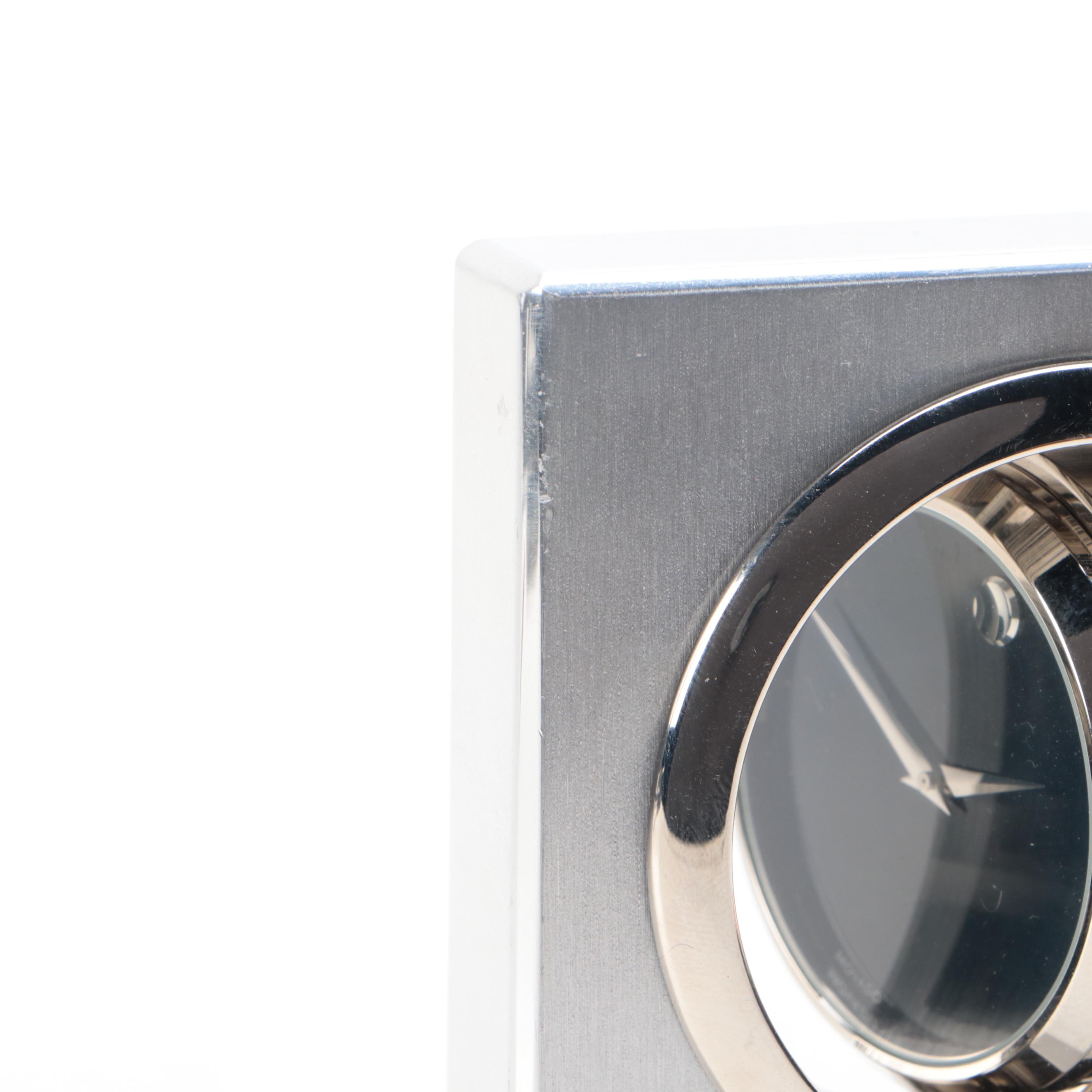 Movado Spinning Museum Dial in Aluminum Stand Desk Clock