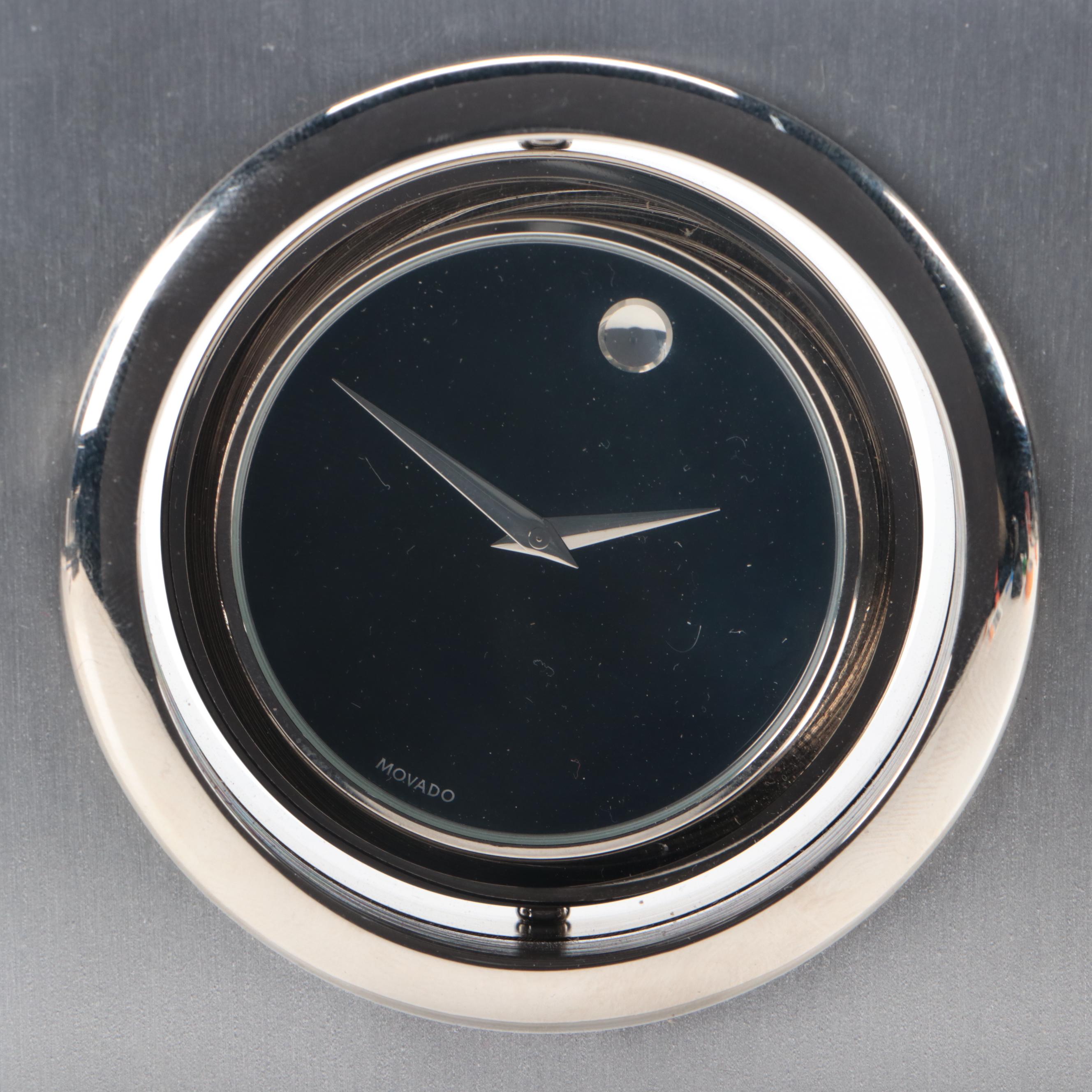 Movado Spinning Museum Dial in Aluminum Stand Desk Clock