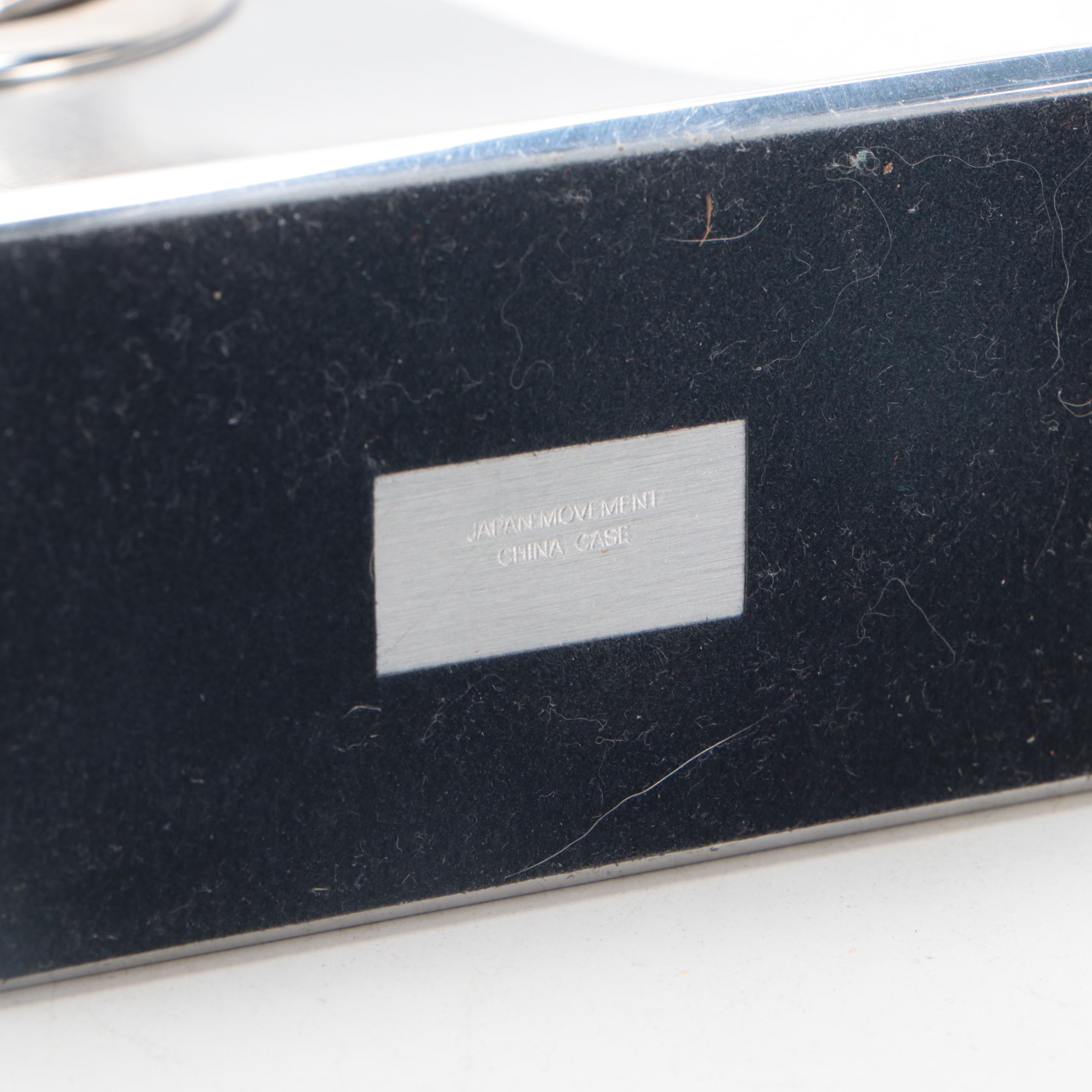 Movado Spinning Museum Dial in Aluminum Stand Desk Clock