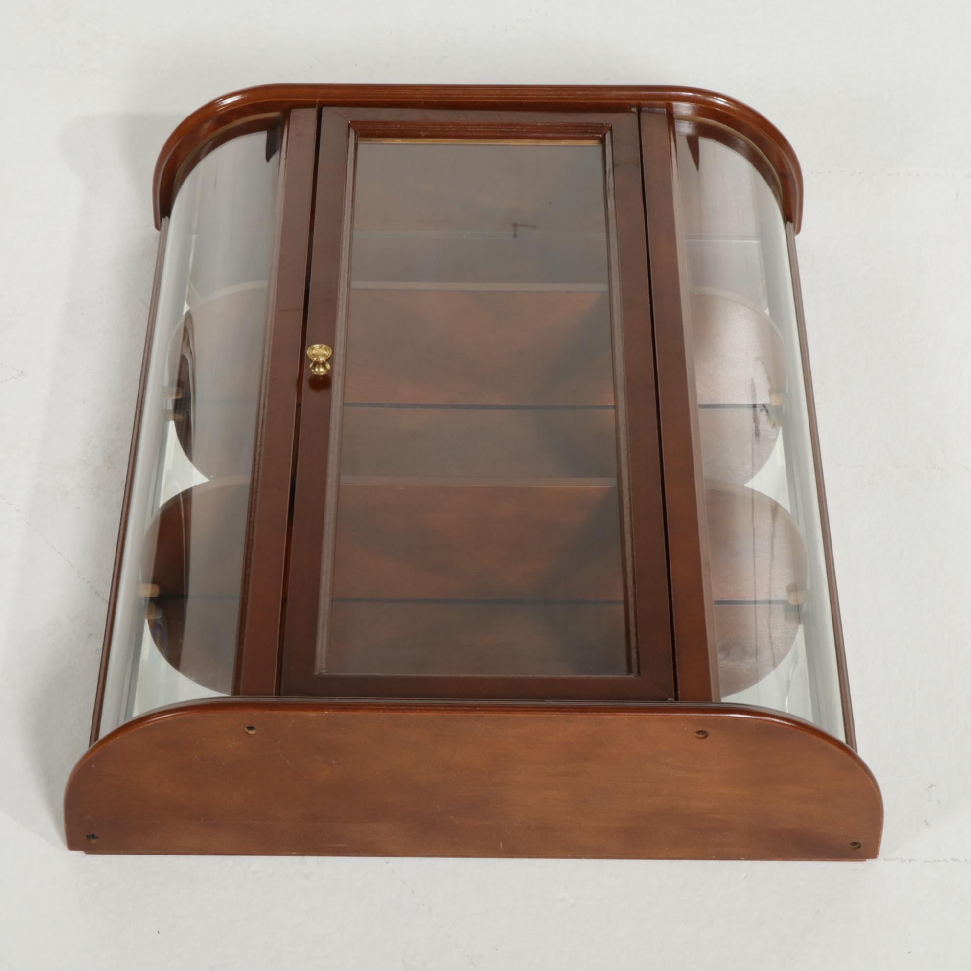 Bombay Company George III Style Mahogany-Stained Wall-Mounted Curio Cabinet