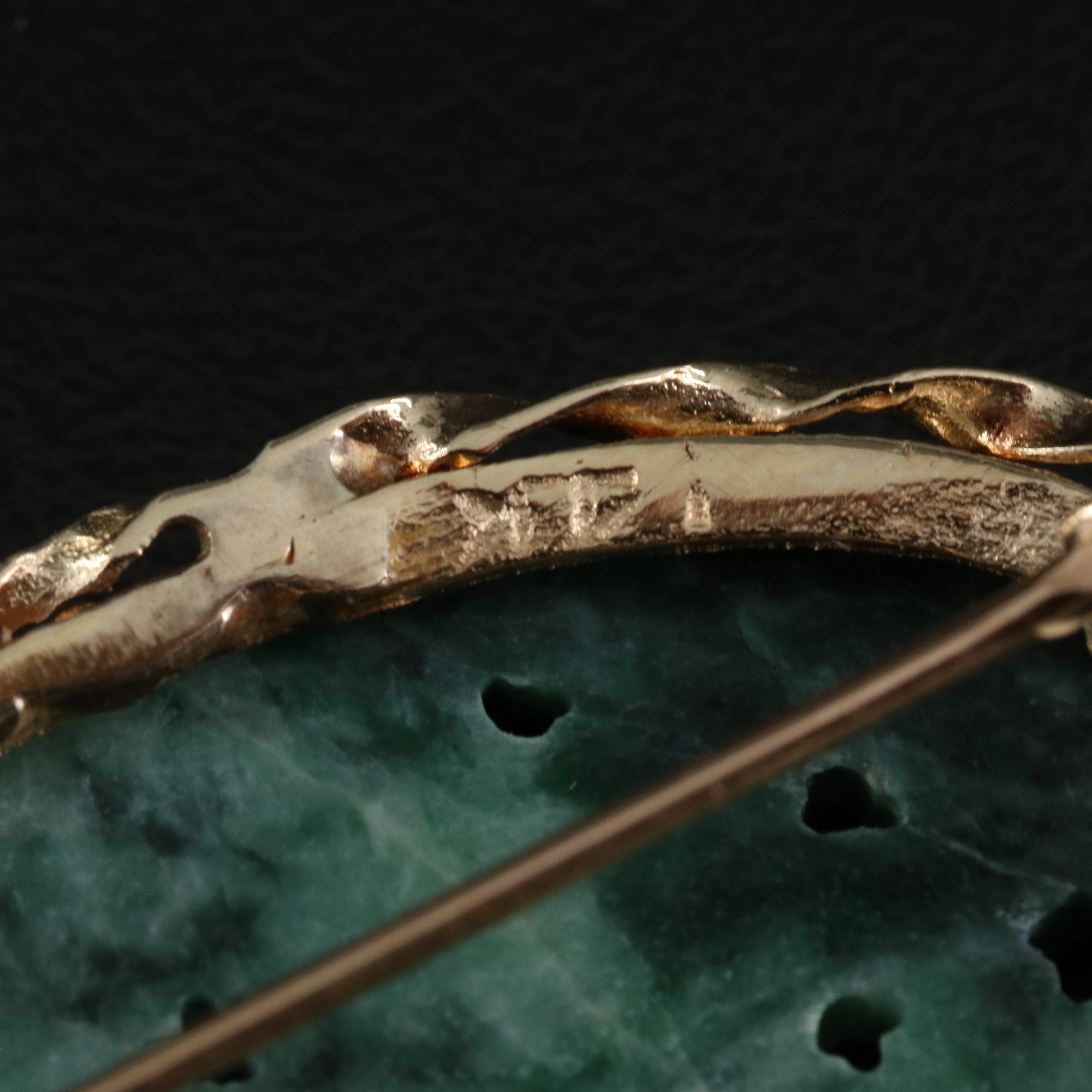 14K Carved Jadeite Brooch