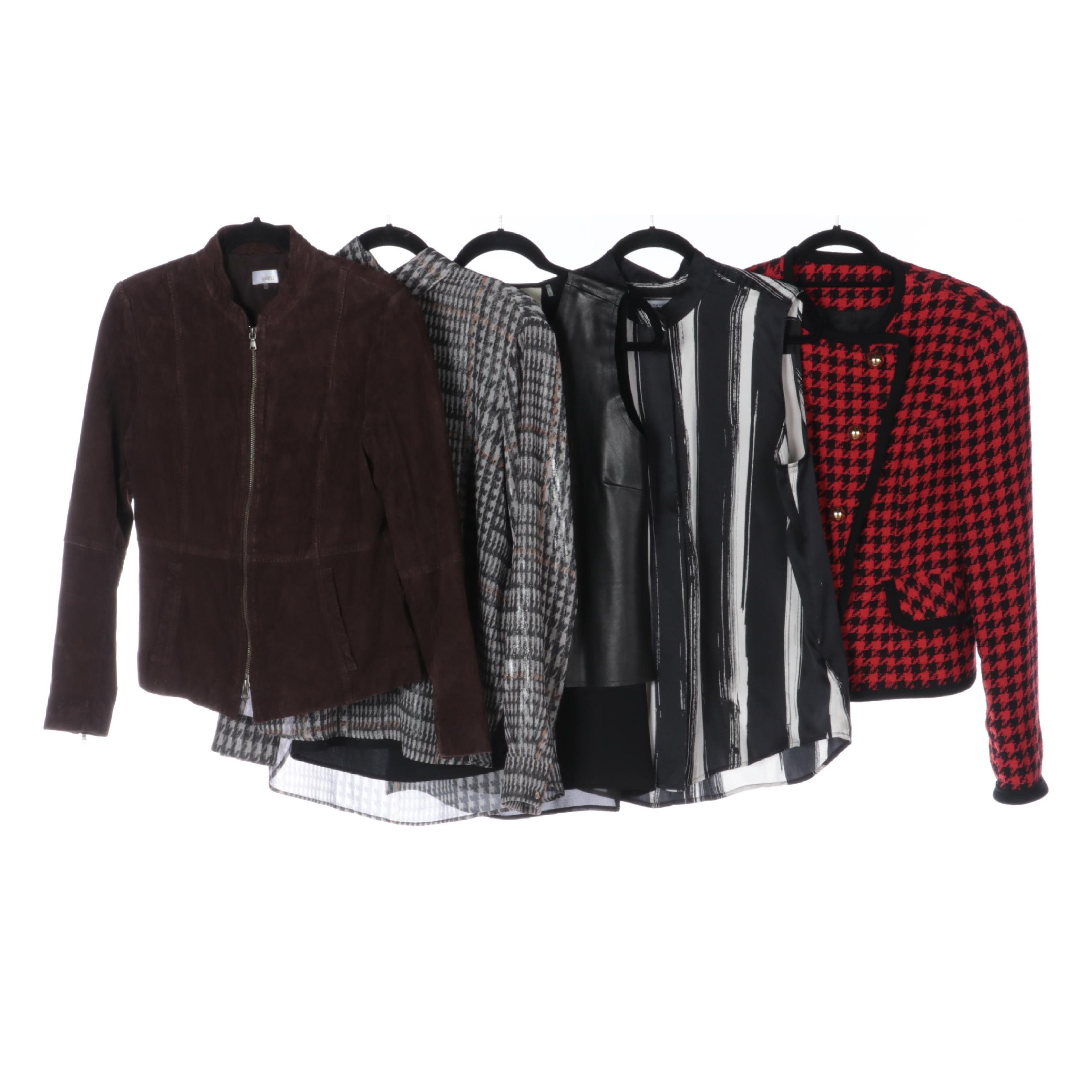 Ecru Suede Jacket and Lambskin Top with Marcella, Equipment Tops and