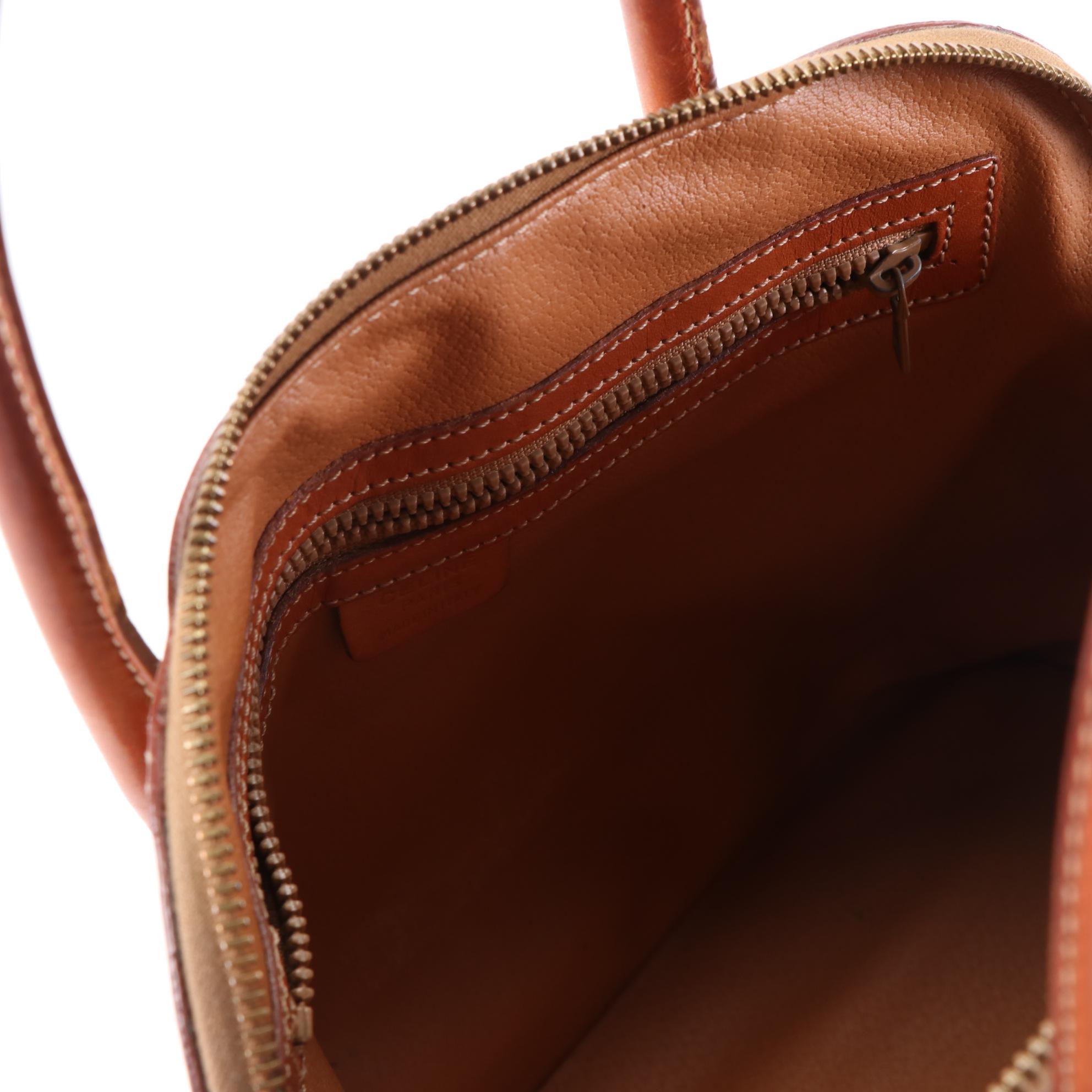 Céline Dome Satchel in Macadam Coated Canvas and Leather Trim