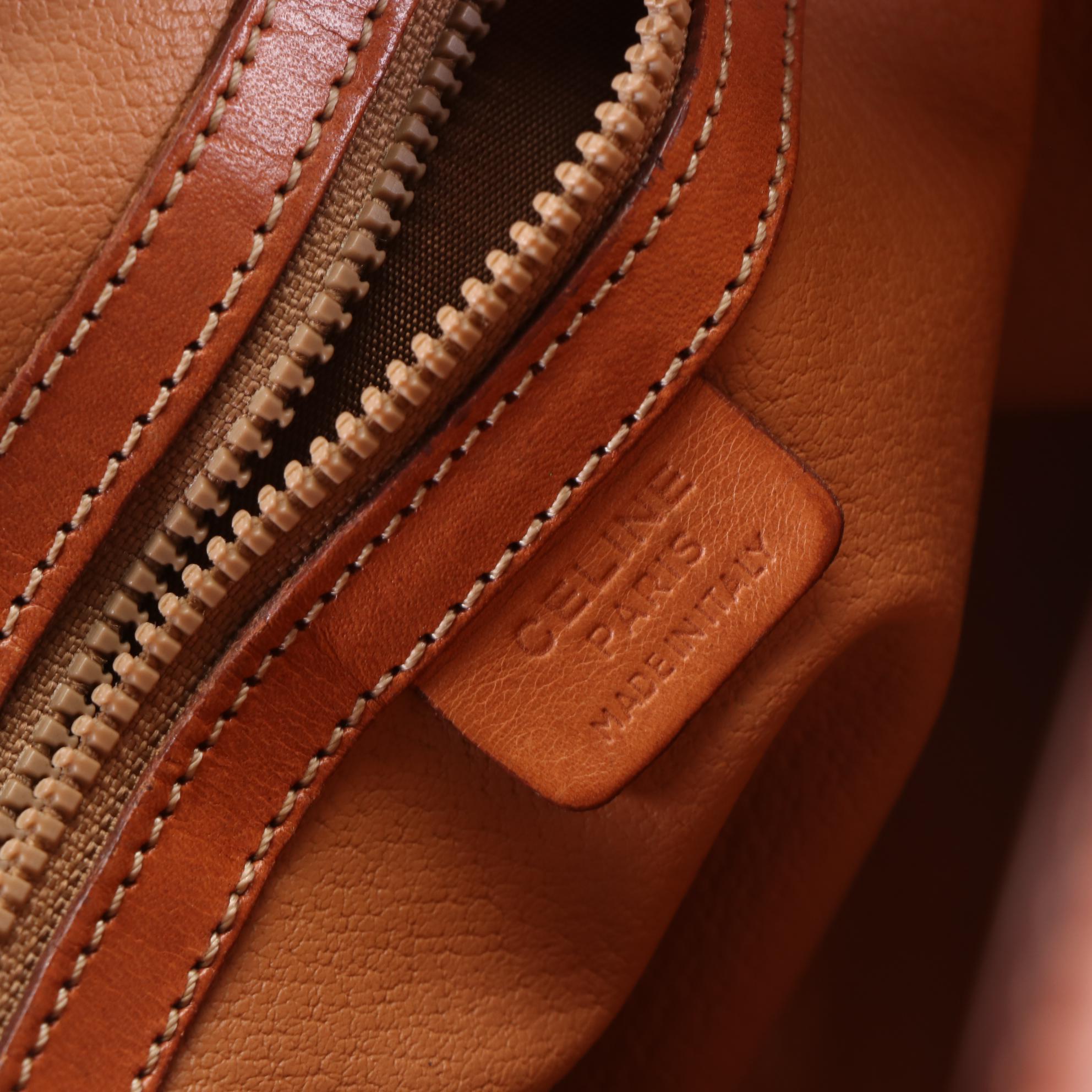 Céline Dome Satchel in Macadam Coated Canvas and Leather Trim