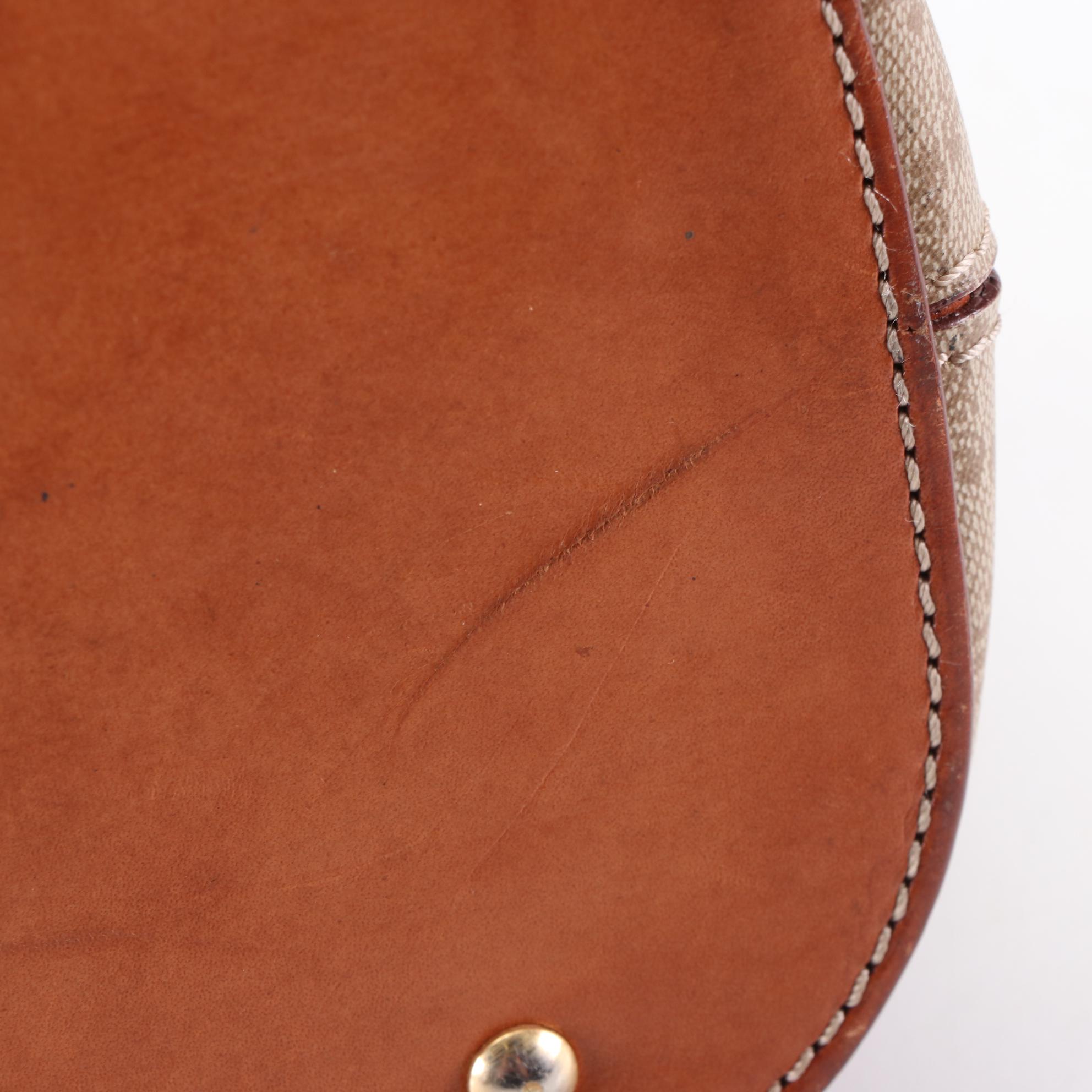 Céline Dome Satchel in Macadam Coated Canvas and Leather Trim