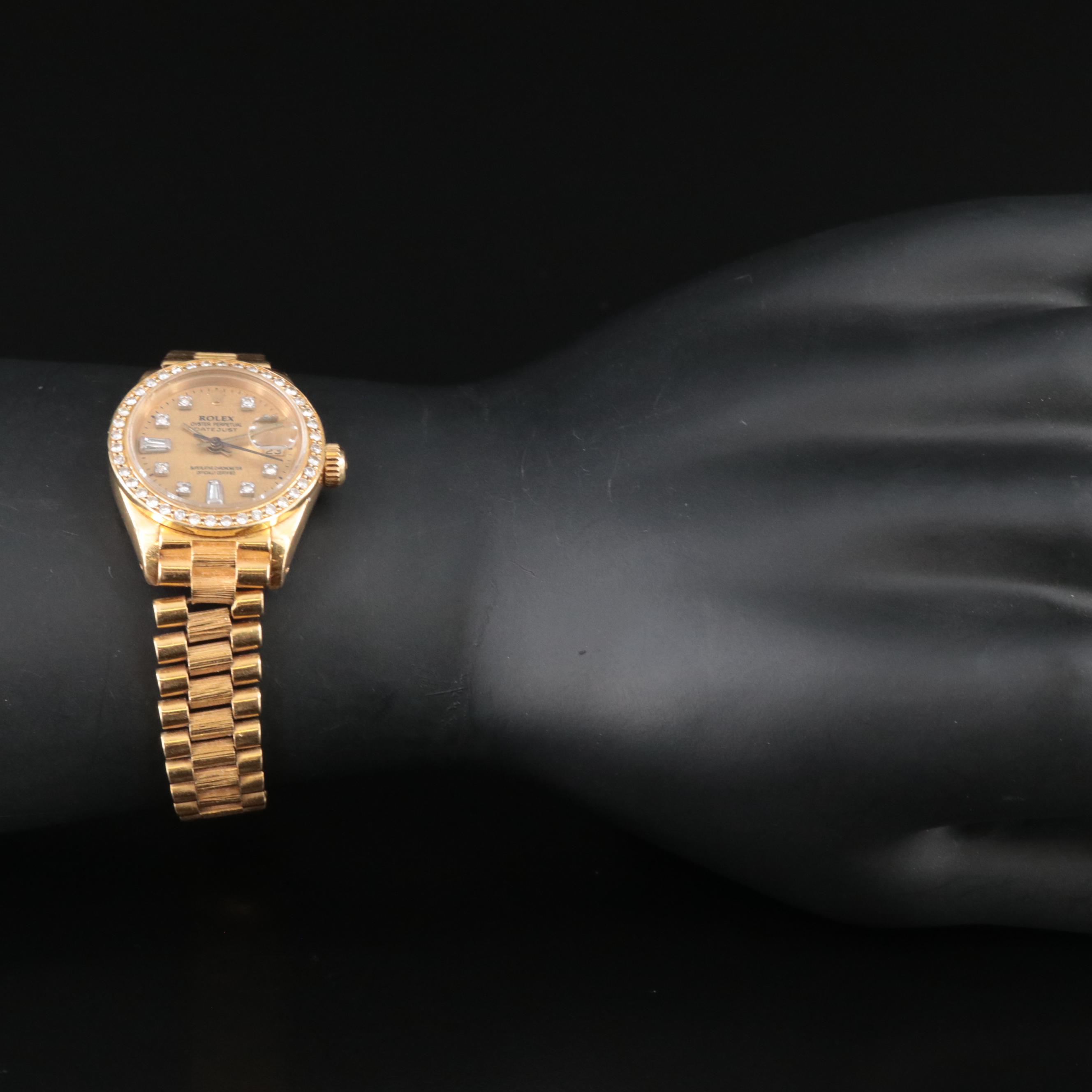 1980 Rolex Custom Diamond Datejust President Band Watch