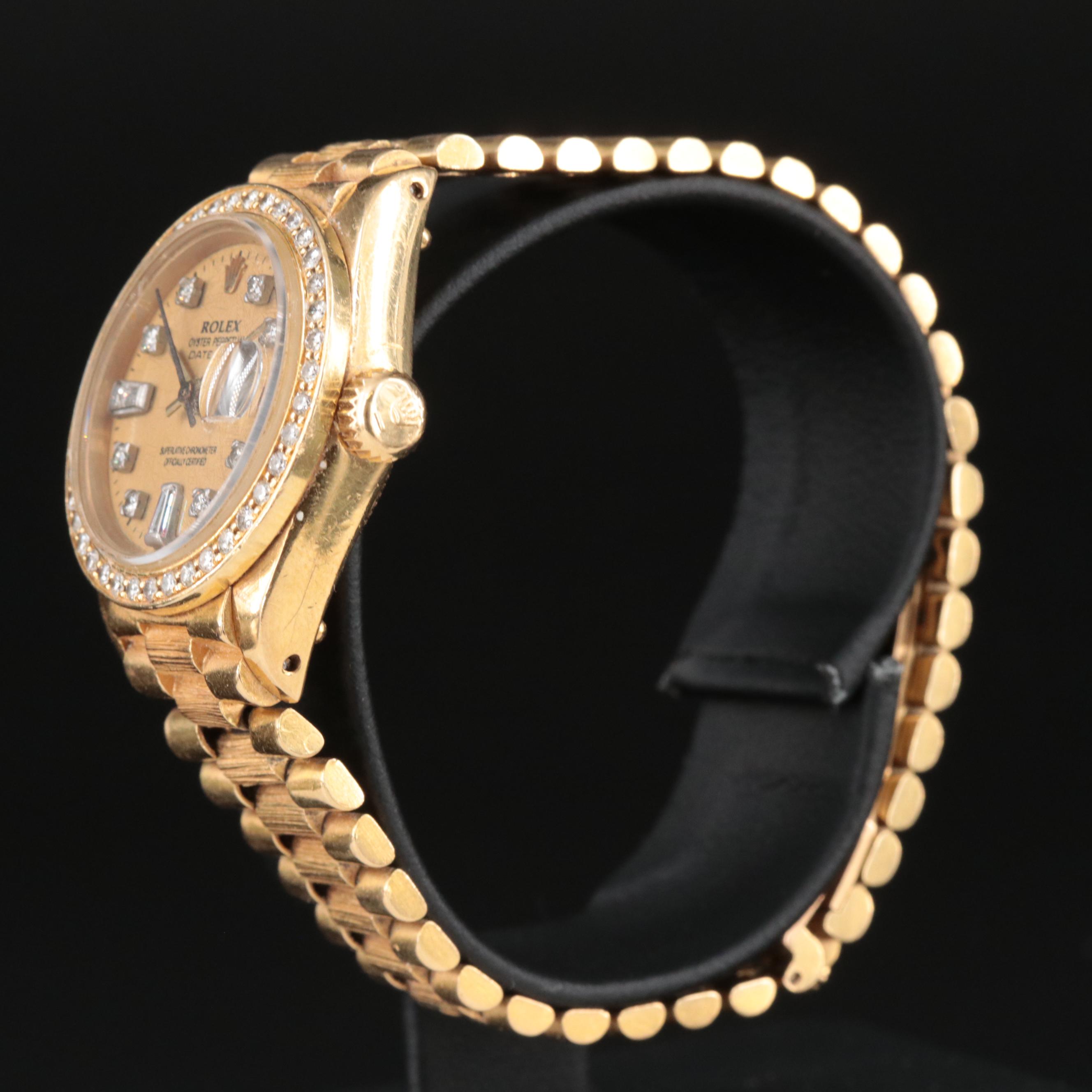 1980 Rolex Custom Diamond Datejust President Band Watch