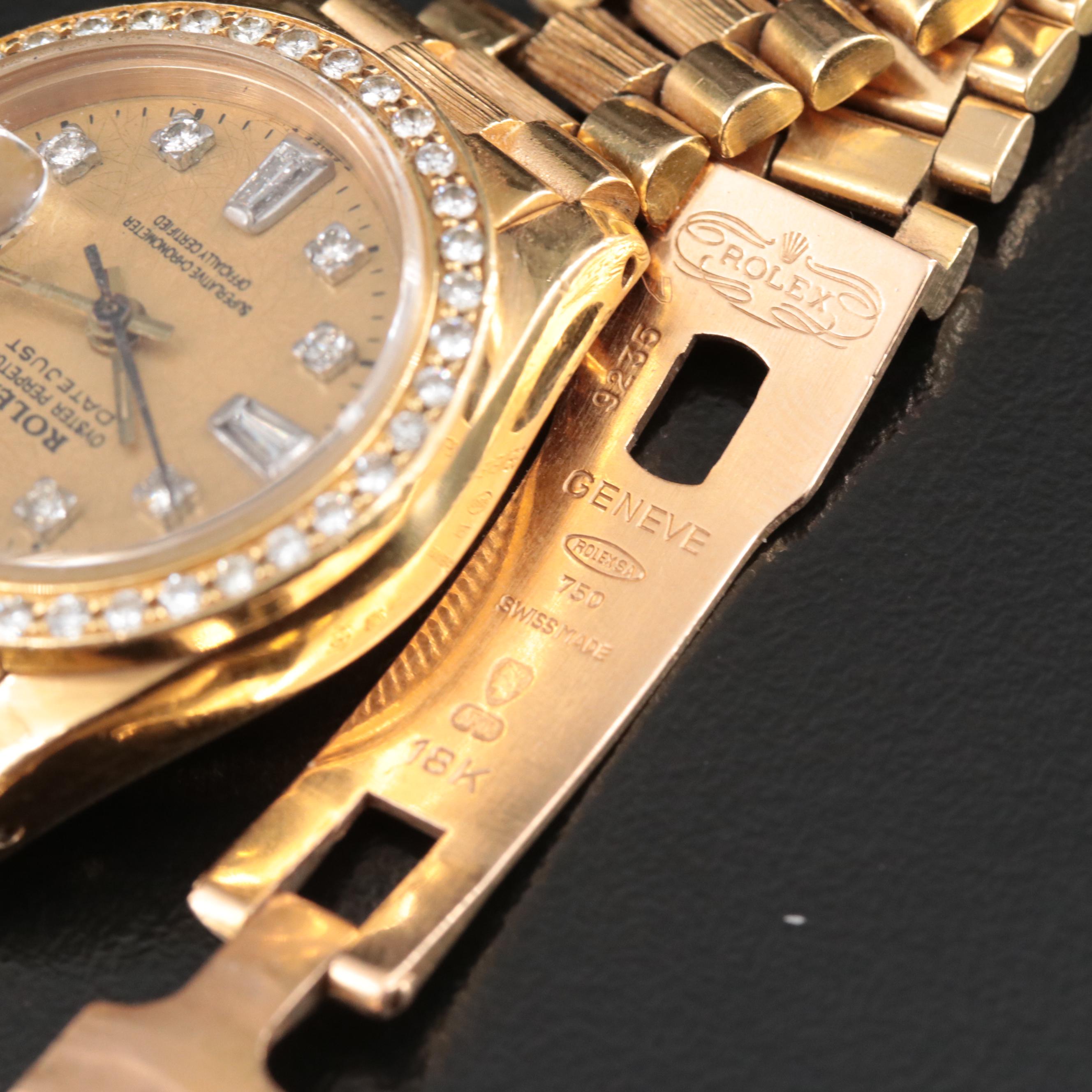 1980 Rolex Custom Diamond Datejust President Band Watch