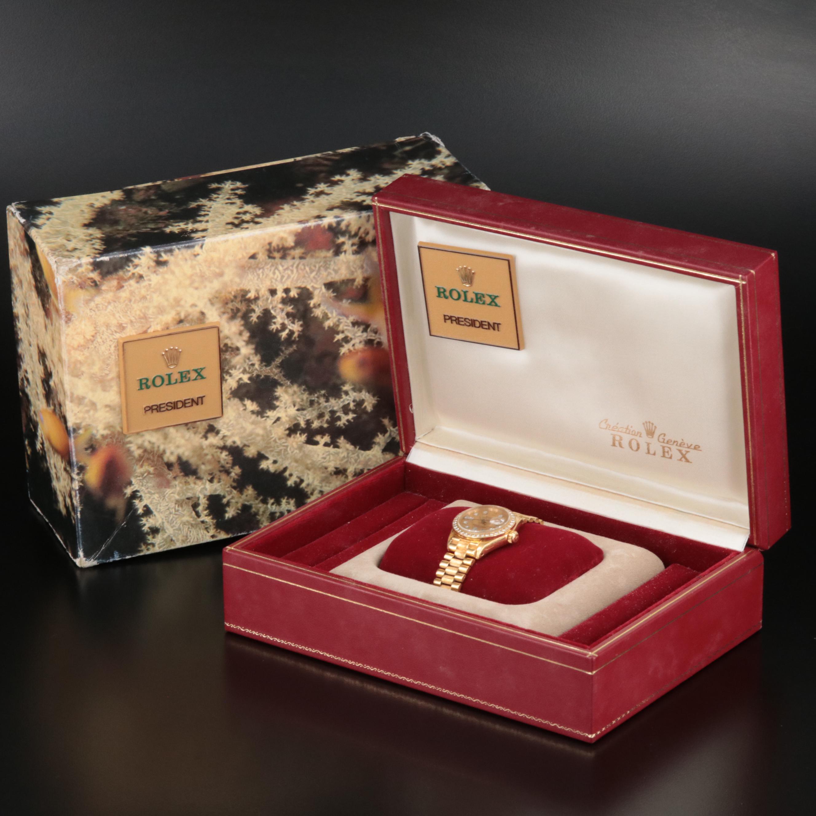 1980 Rolex Custom Diamond Datejust President Band Watch