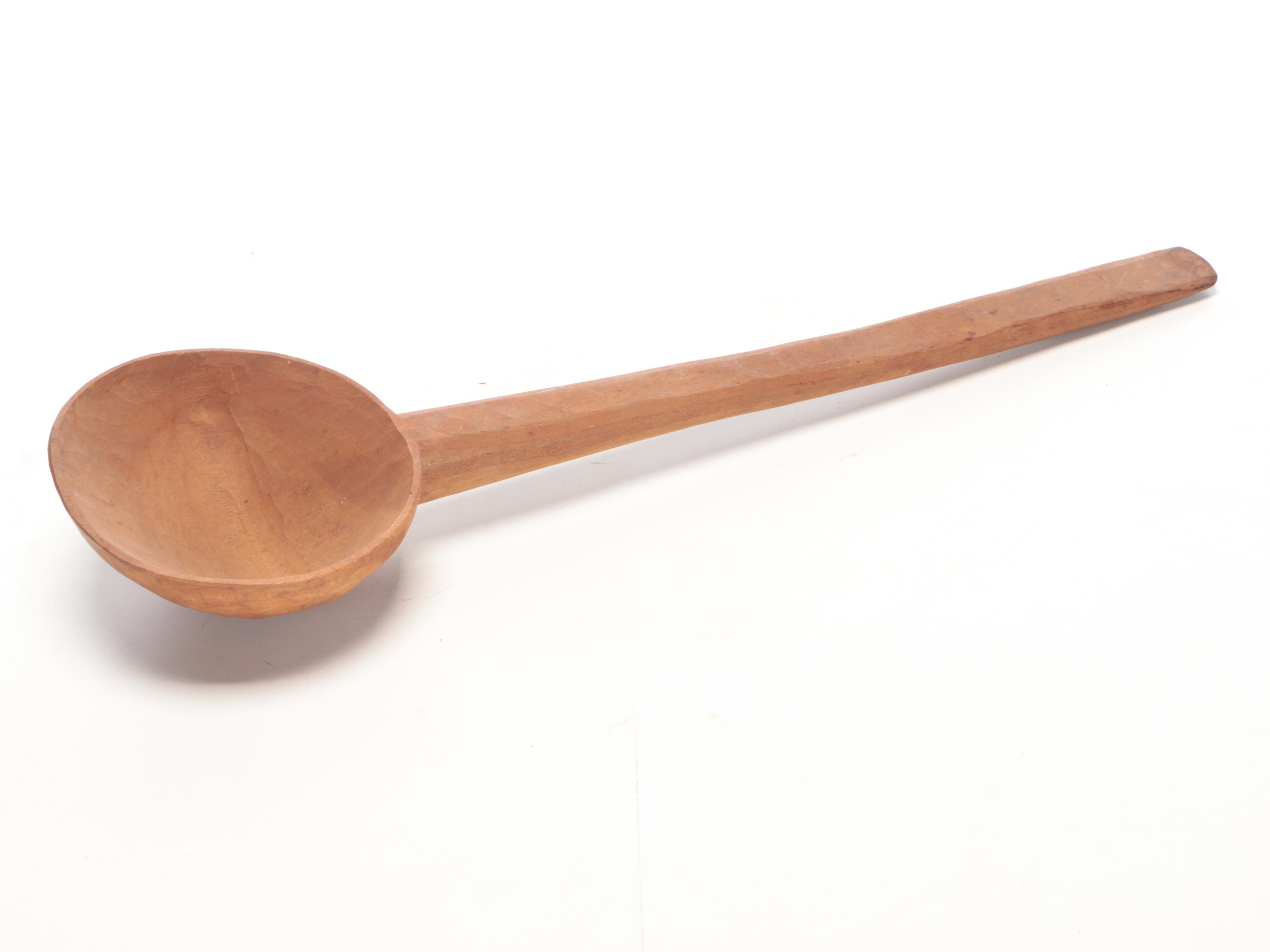 Primitive Trencher Dough Bowl and Other Wooden Kitchen Tools