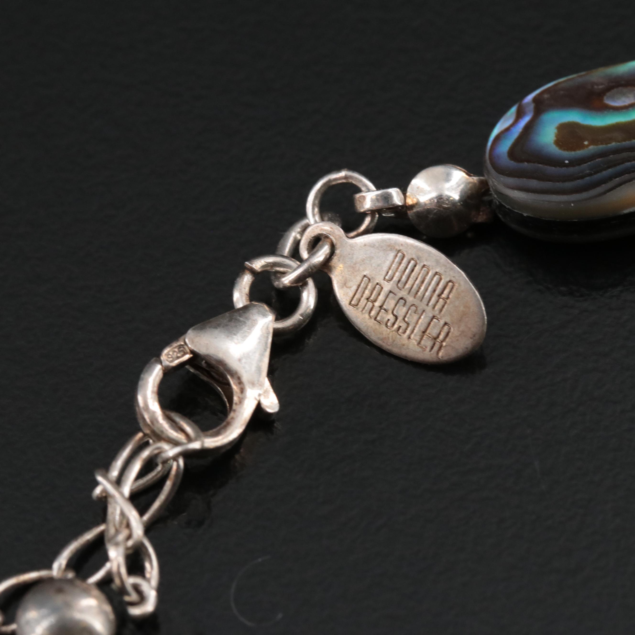 Donna Dressler Sterling Pyrite and Abalone Necklace