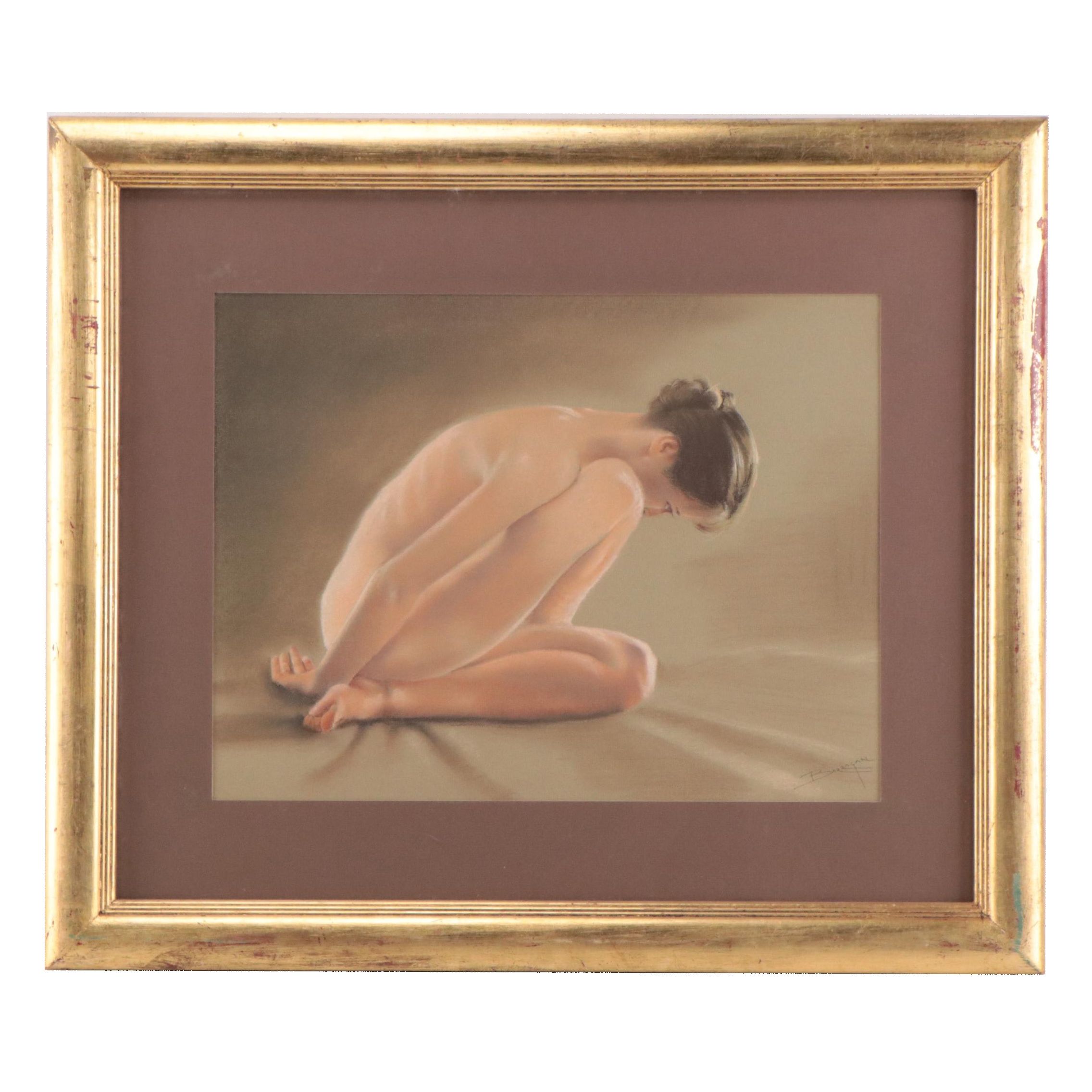 Barragán Chalk Pastel of Nude Figure
