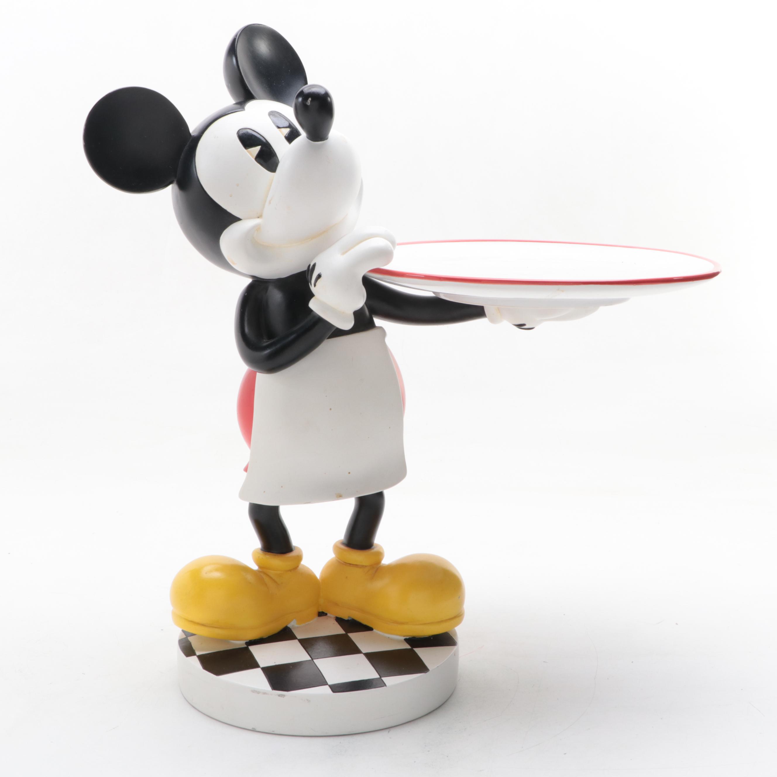Mickey Mouse Server Holding Plate Figure, Late 20th Century
