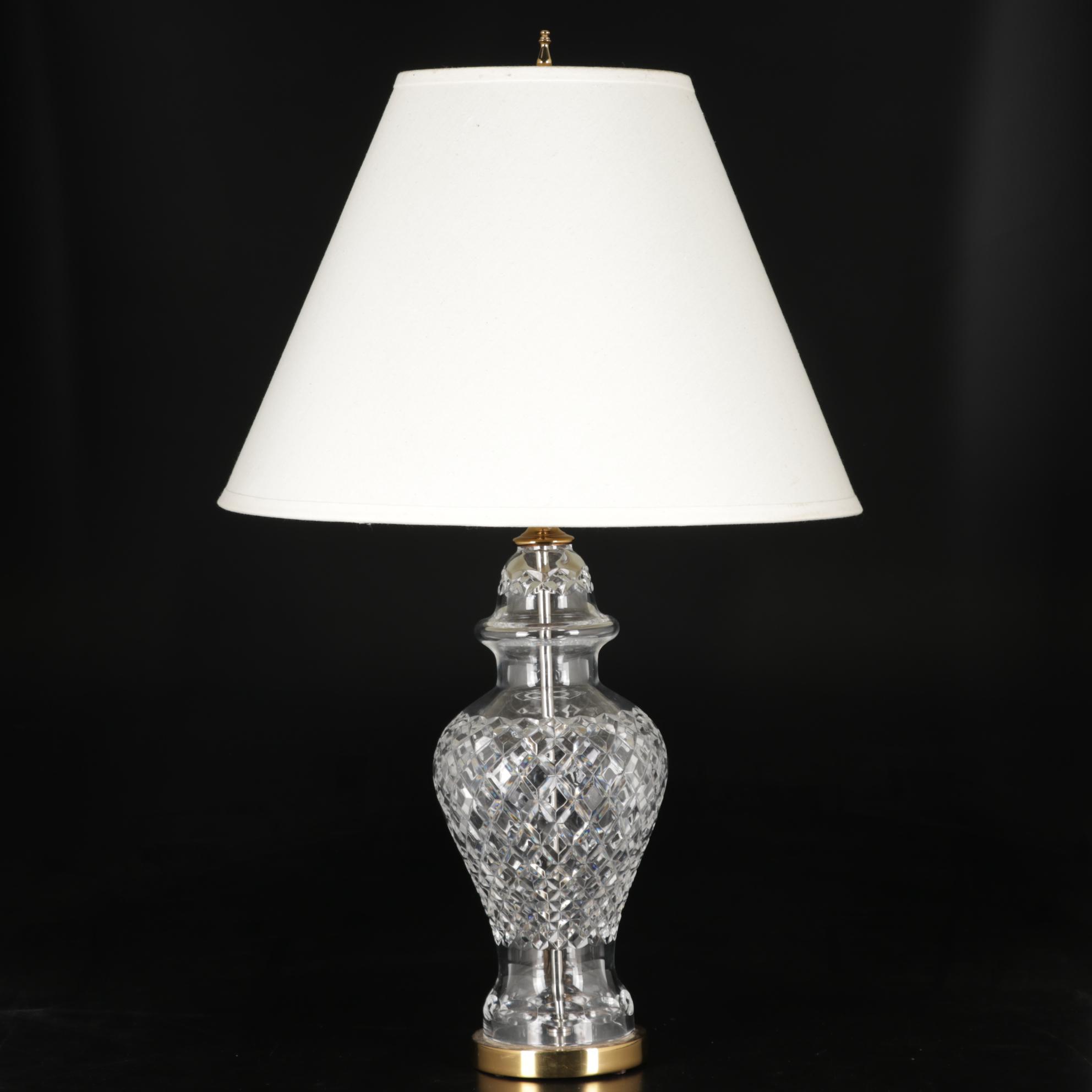 Waterford Crystal "Araglin" Ginger Jar Shaped Table Lamp, Late 20th