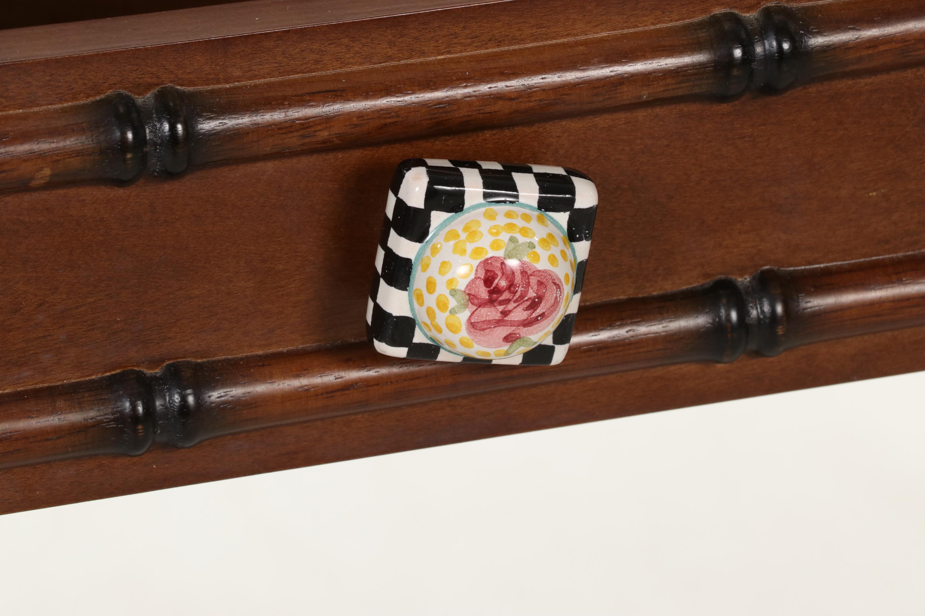 Regency Style Faux Bamboo Writing Desk with MacKenzie-Childs Knobs