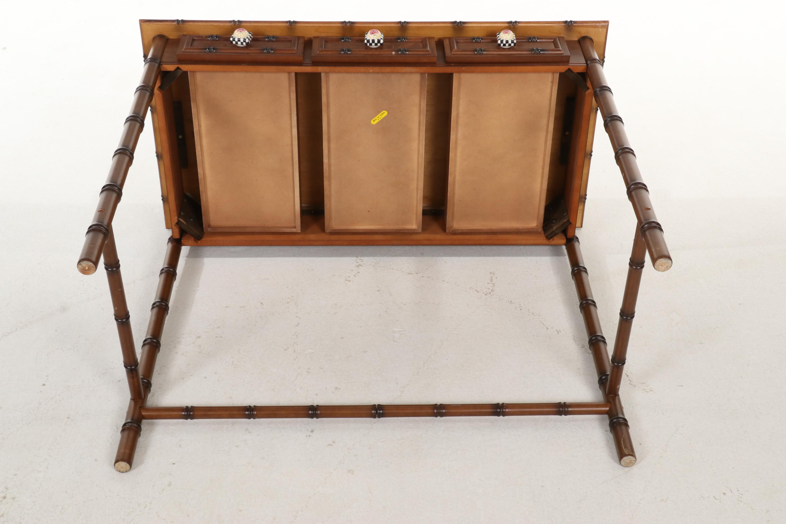 Regency Style Faux Bamboo Writing Desk with MacKenzie-Childs Knobs