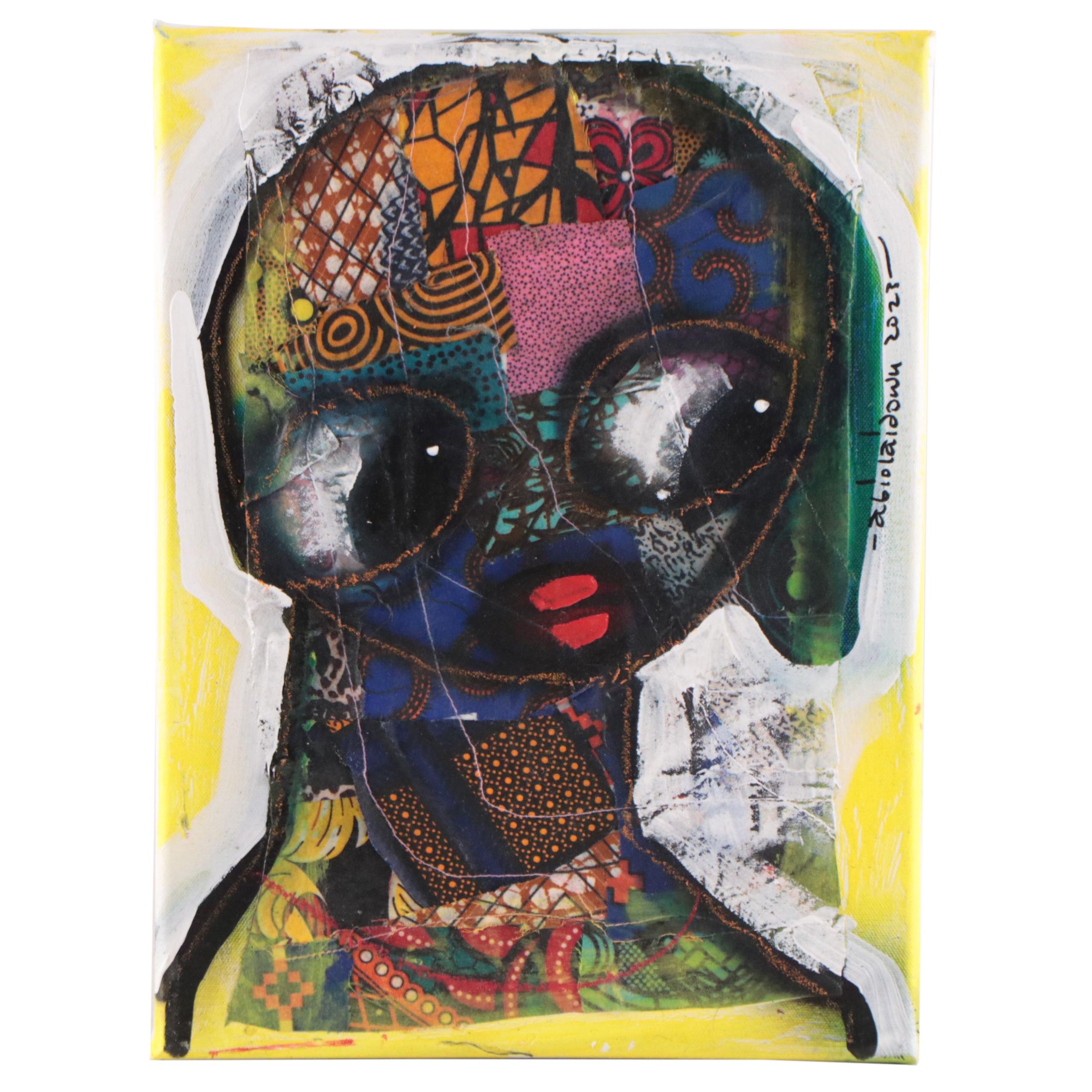 Abiola Idowu Mixed Media Painting "Joke (Cave)," 2023