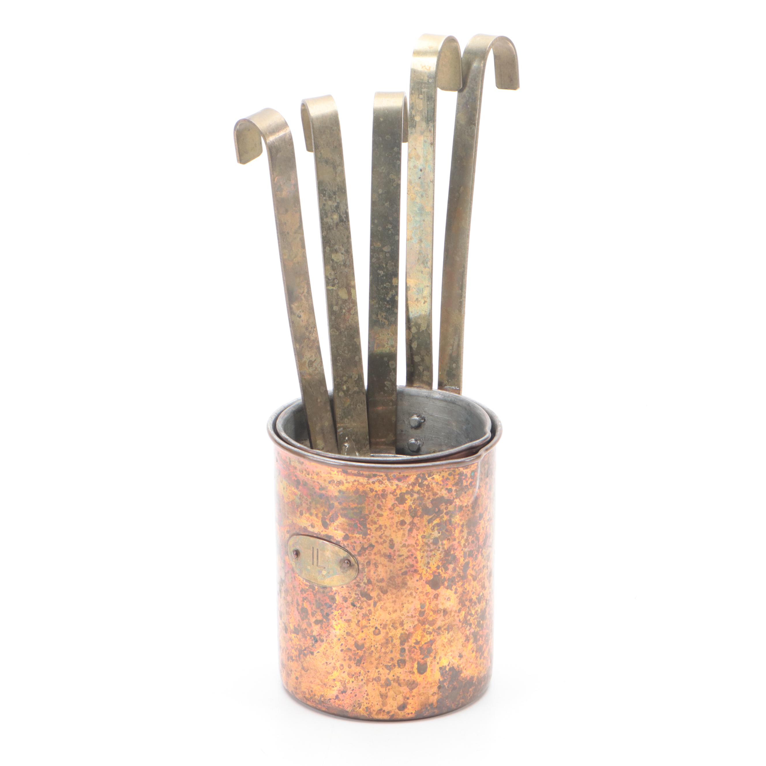 Copper Measuring Ladles with Kettle and Other Decor