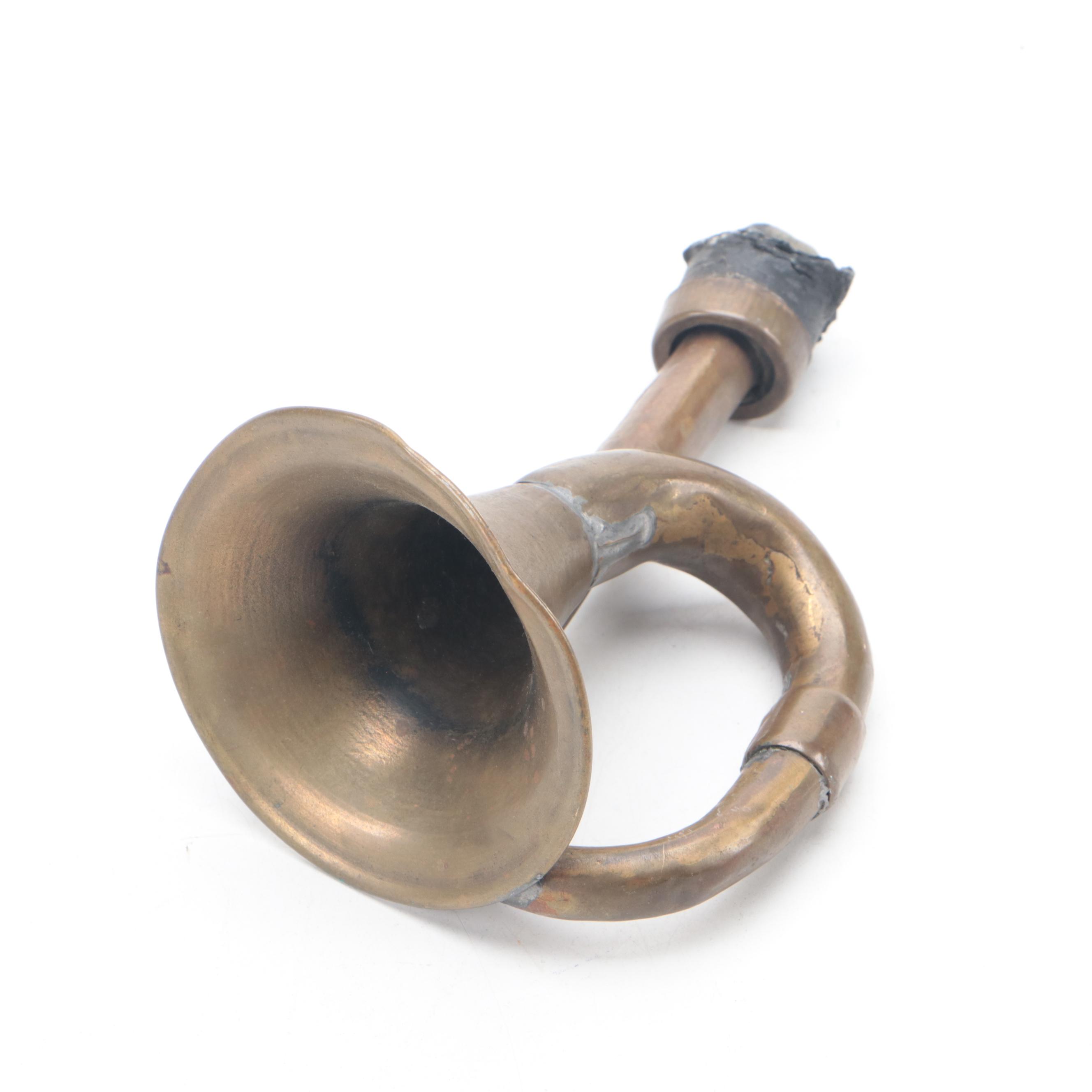 Lion Brand Copper and More Brass Squeeze Bulb Car Horns, Early/ Mid-20th C